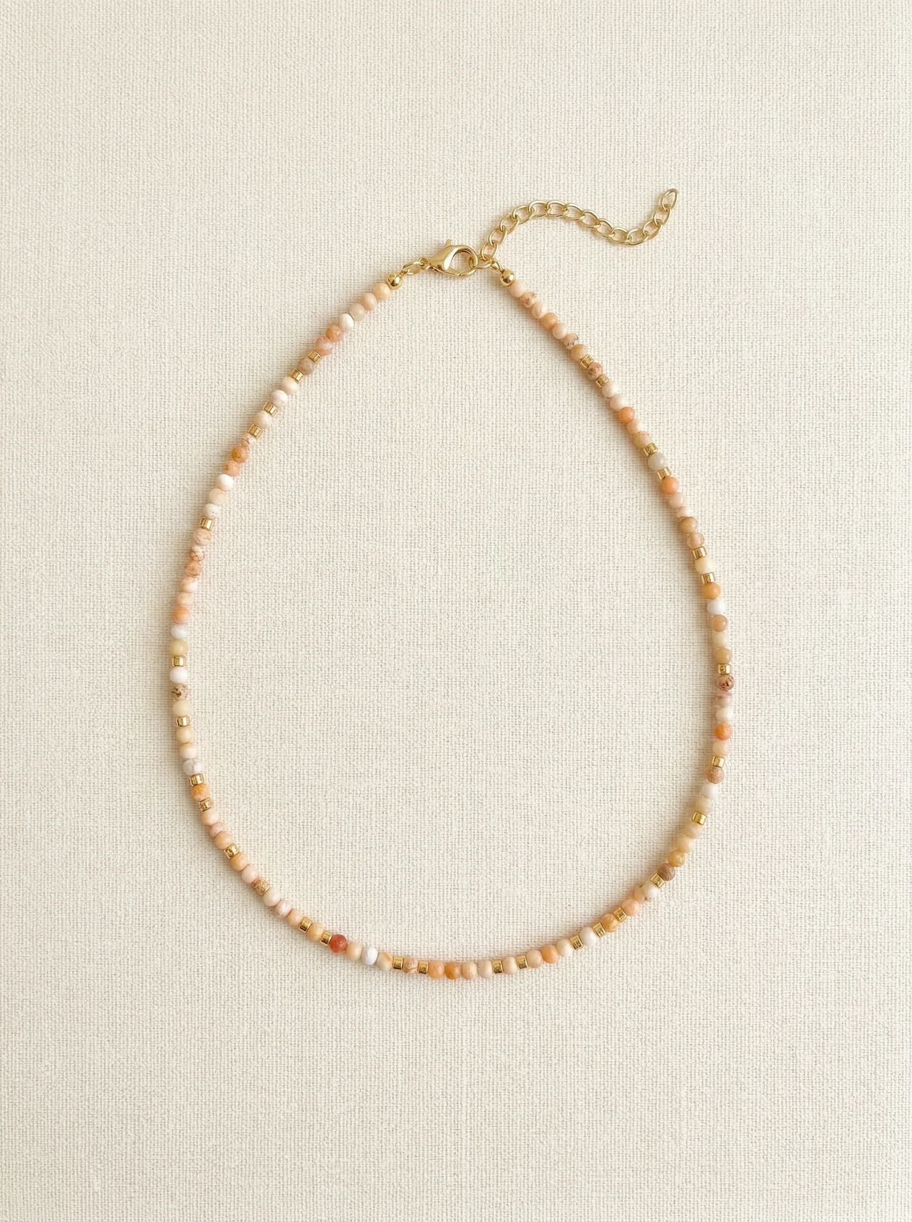 Handmade Natural Stone Beaded Necklace with Moon Pendant - Image 7