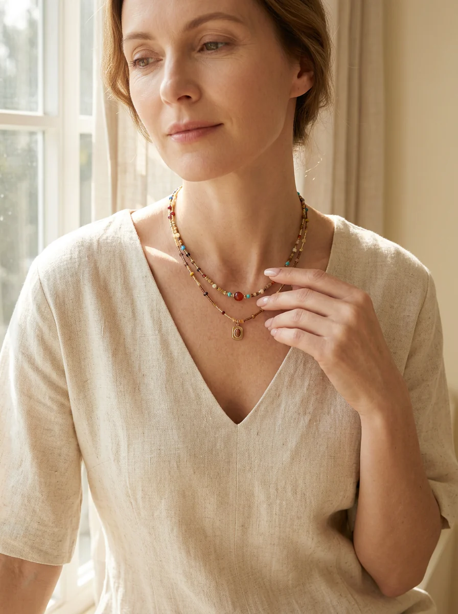 Natural Stone Boho Jewelry Choker Necklace - Image 2