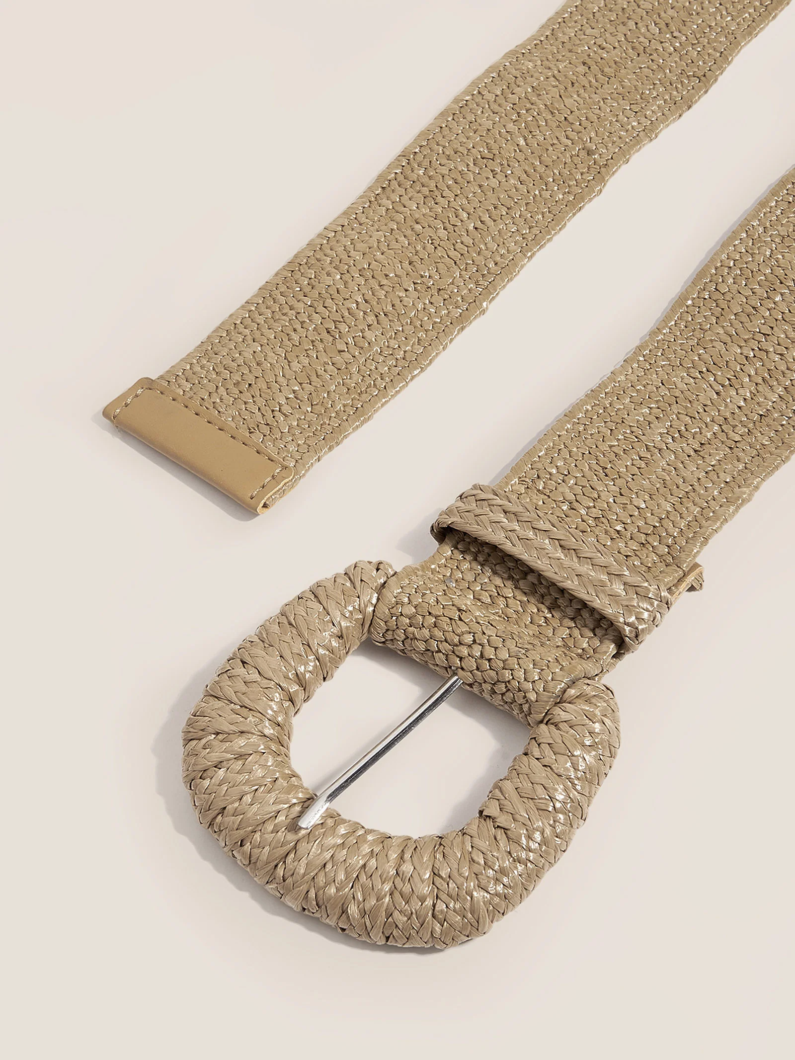Natural Woven Straw Belt With Square Buckle - Image 3