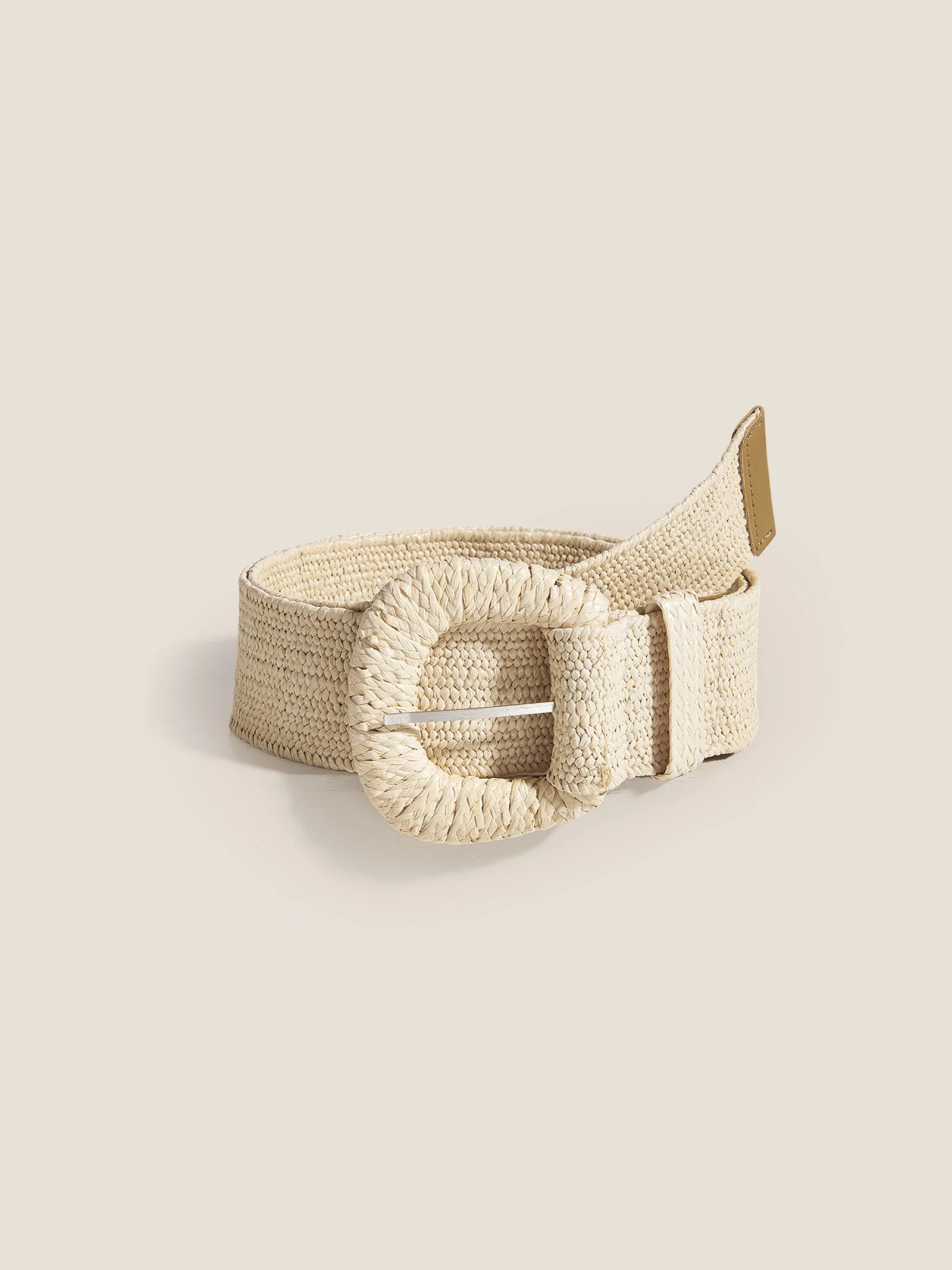 Natural Woven Straw Belt With Square Buckle - Image 4