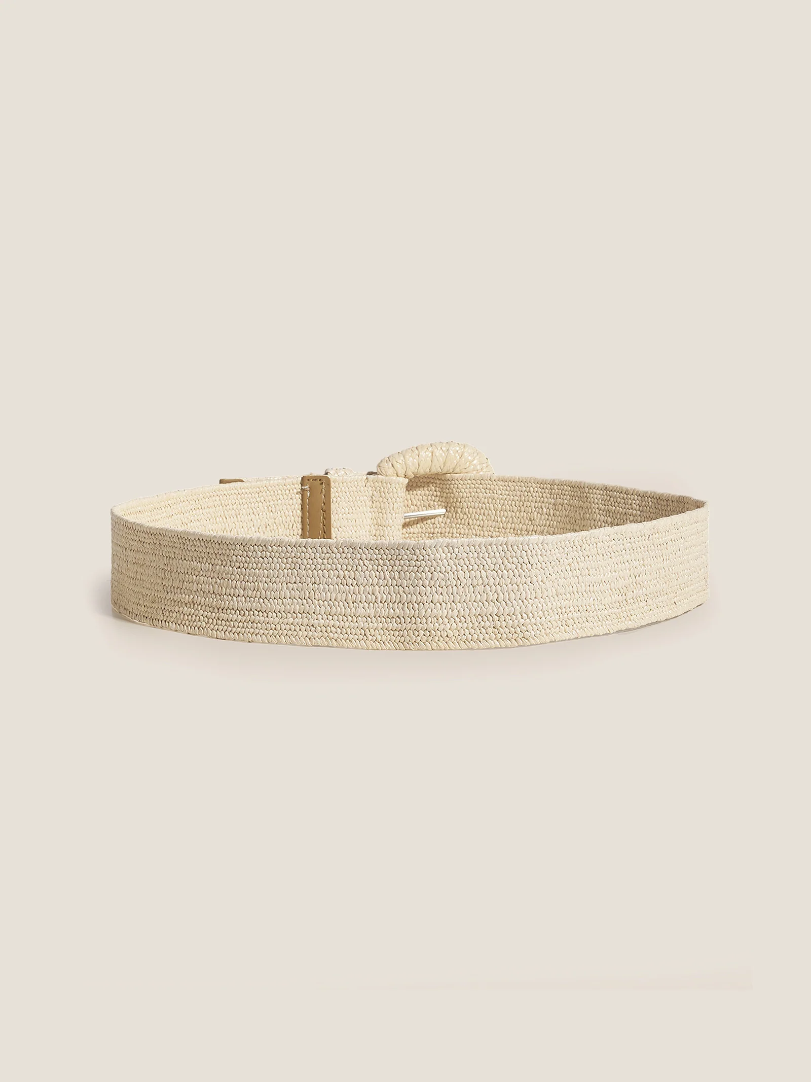 Natural Woven Straw Belt With Square Buckle - Image 5