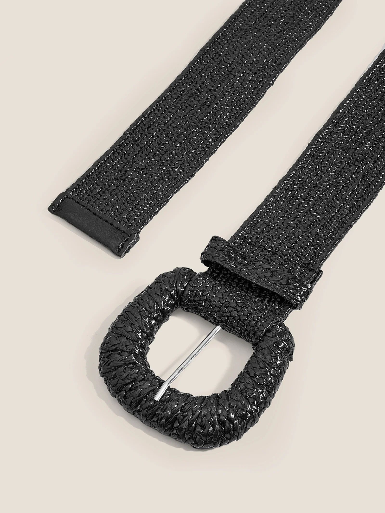 Natural Woven Straw Belt With Square Buckle - Image 9