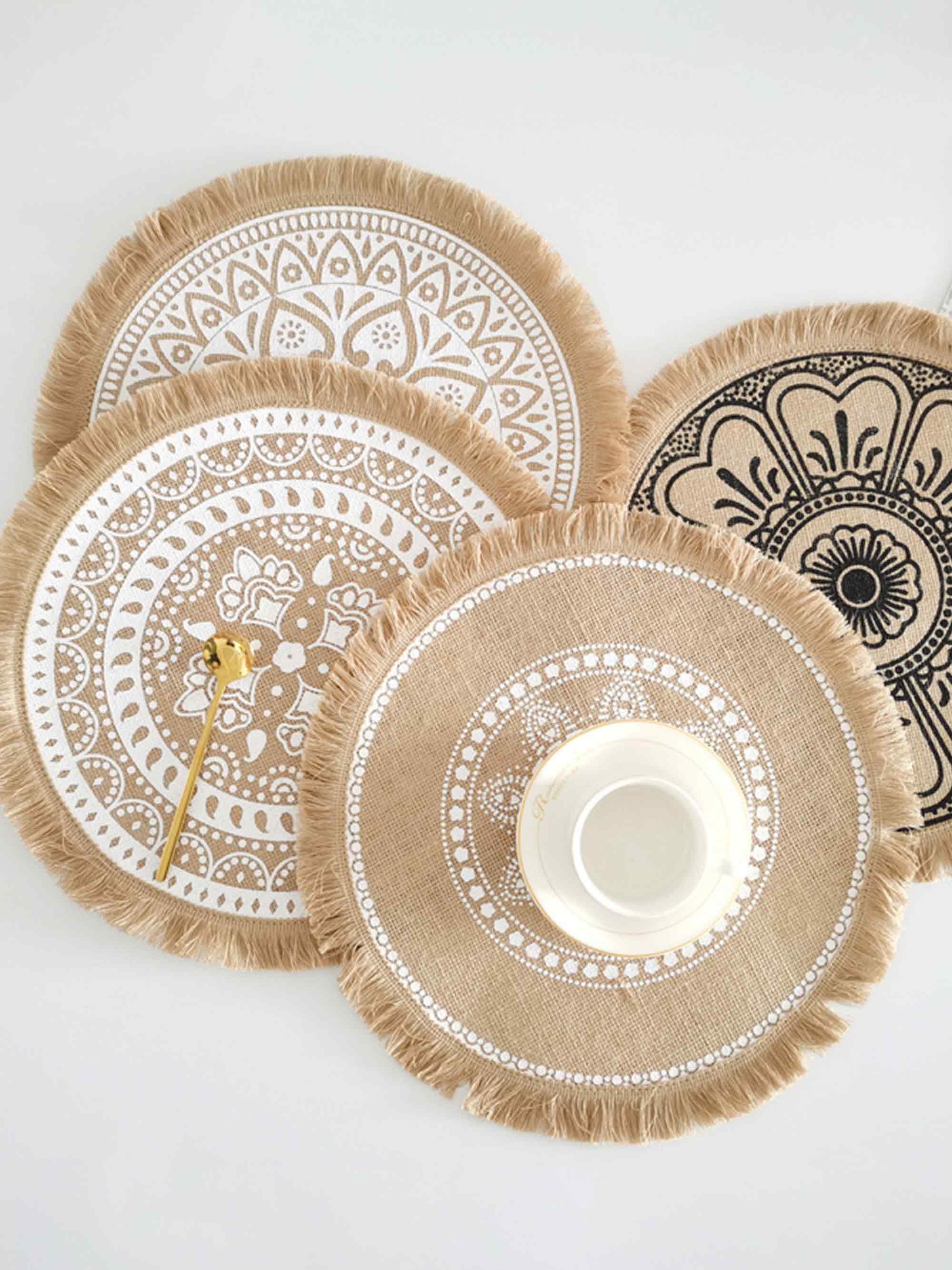 Nordic Woven Jute Placemat Round Fringe Decorative Heat-Resistant Mat - Image 5
