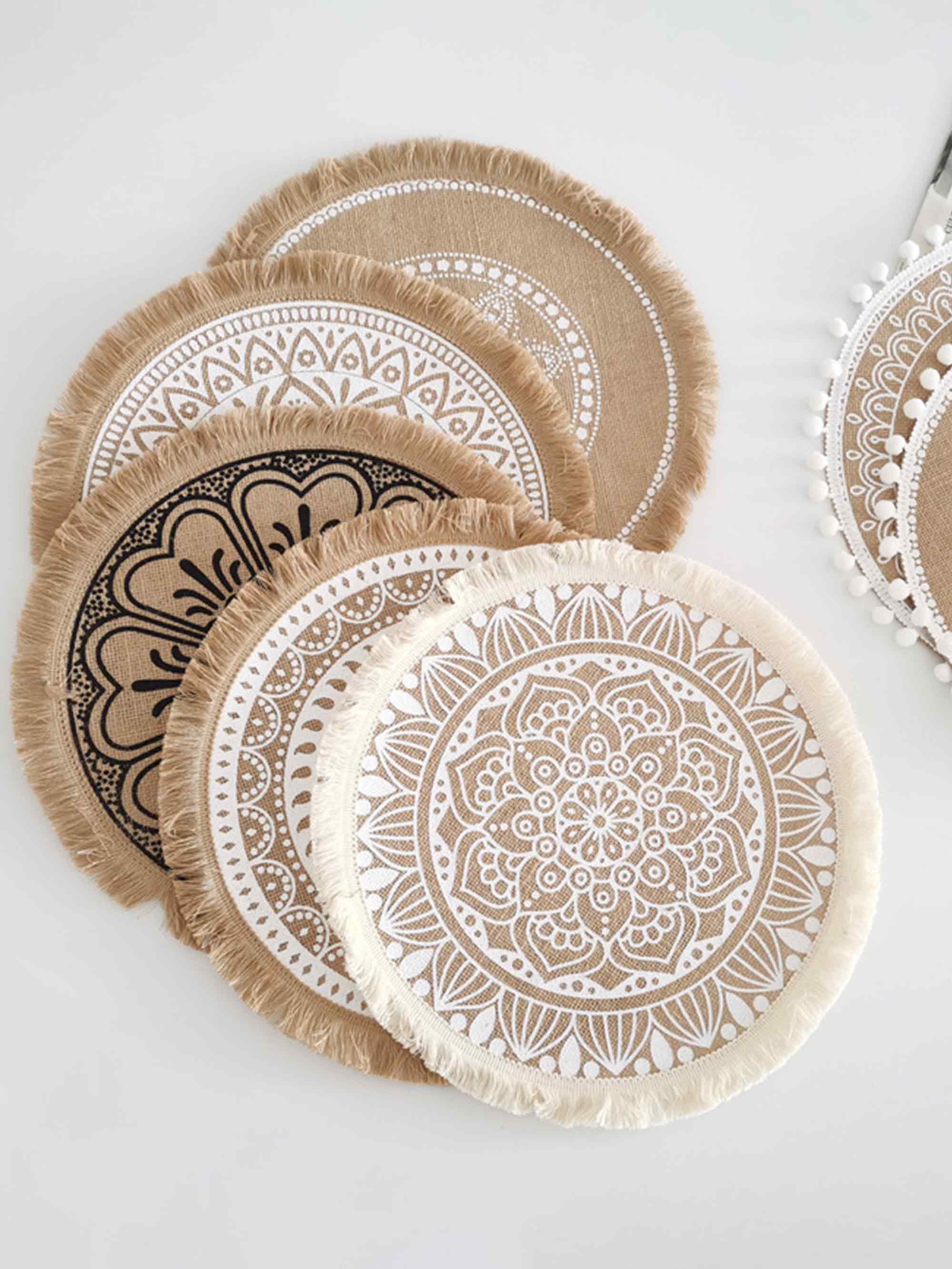 Nordic Woven Jute Placemat Round Fringe Decorative Heat-Resistant Mat - Image 7