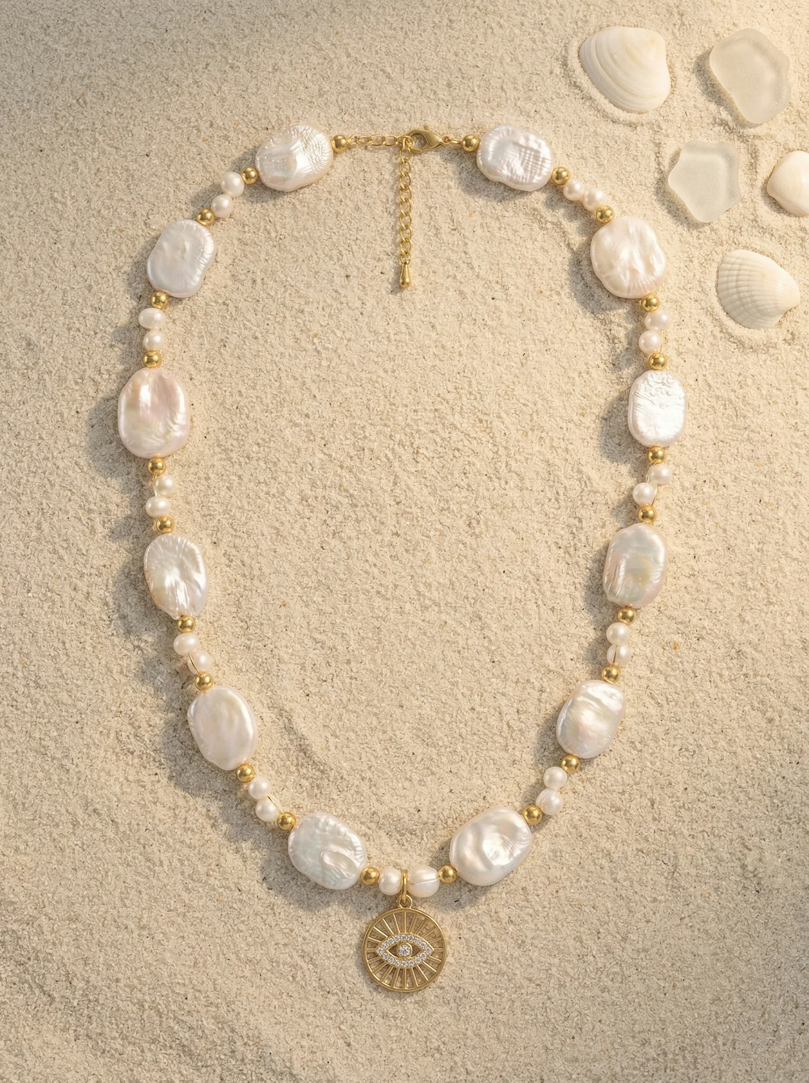 Pearl and Heart Charm Layered Necklace - Image 6