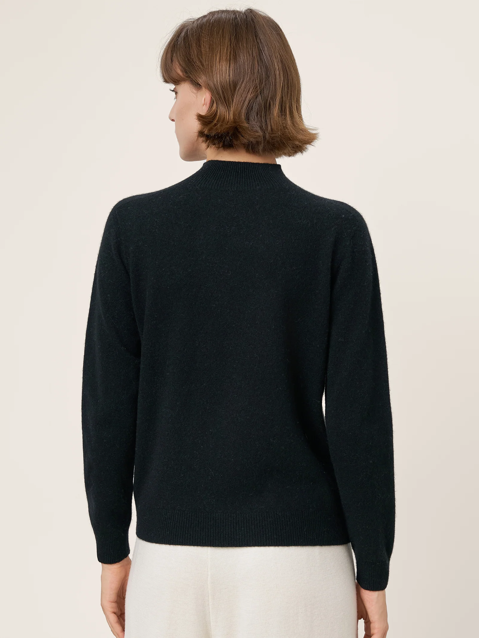 Premium Cashmere Blend Hand-Finished Seamless Mock Neck Ribbed Sweater RHEA - Image 10