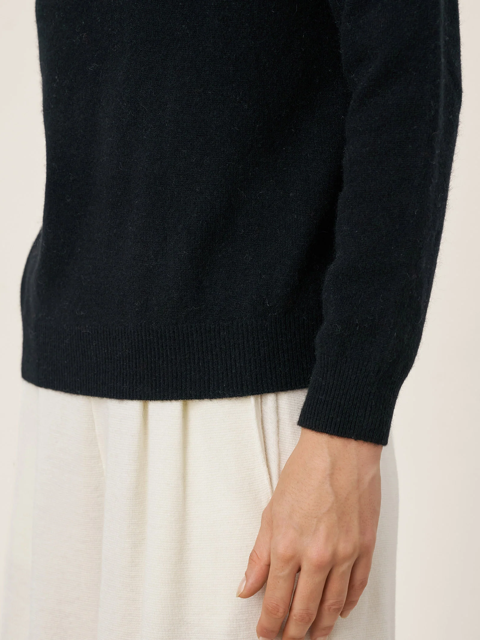 Premium Cashmere Blend Hand-Finished Seamless Mock Neck Ribbed Sweater RHEA - Image 13