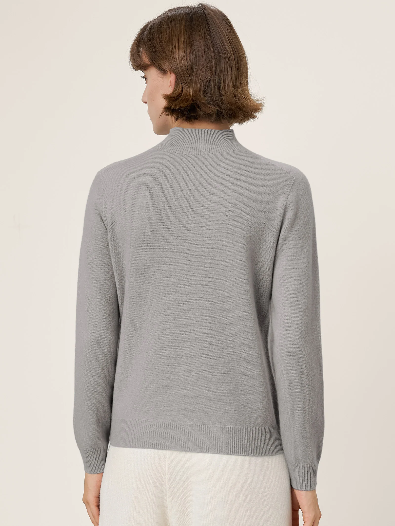 Premium Cashmere Blend Hand-Finished Seamless Mock Neck Ribbed Sweater RHEA - Image 15