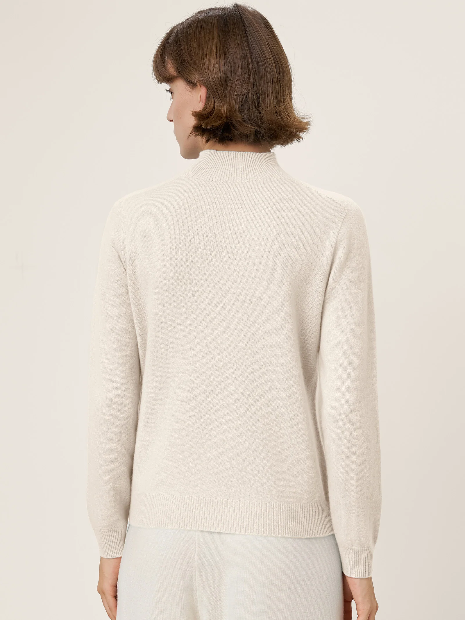 Premium Cashmere Blend Hand-Finished Seamless Mock Neck Ribbed Sweater RHEA - Image 17