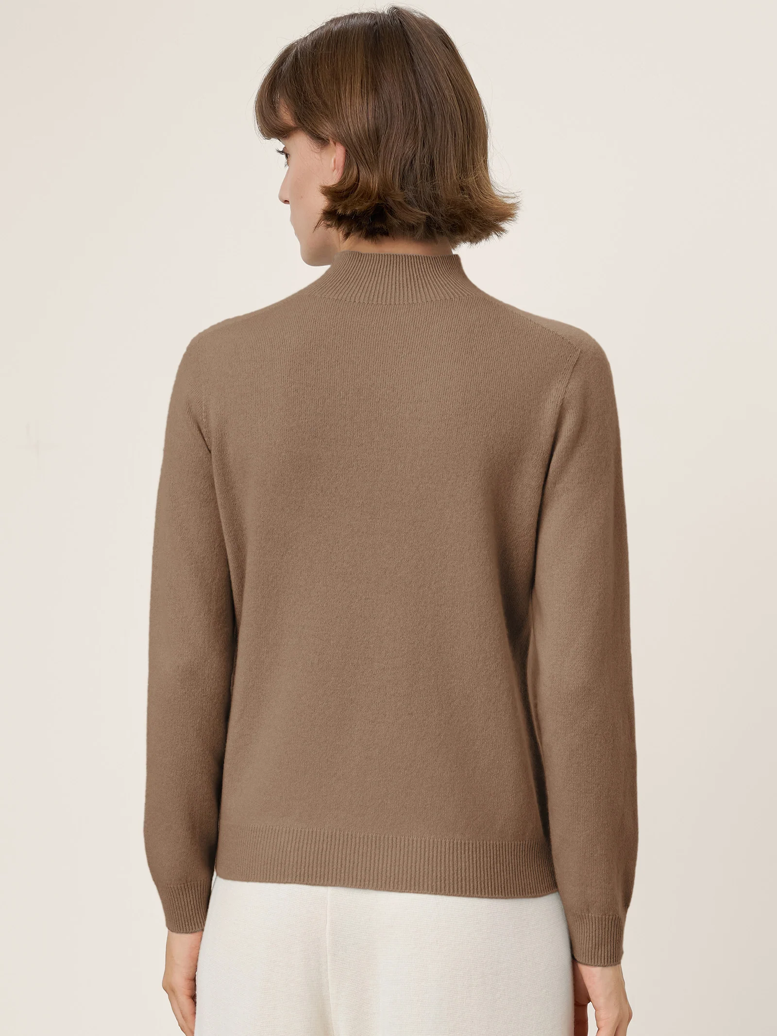 Premium Cashmere Blend Hand-Finished Seamless Mock Neck Ribbed Sweater RHEA - Image 19