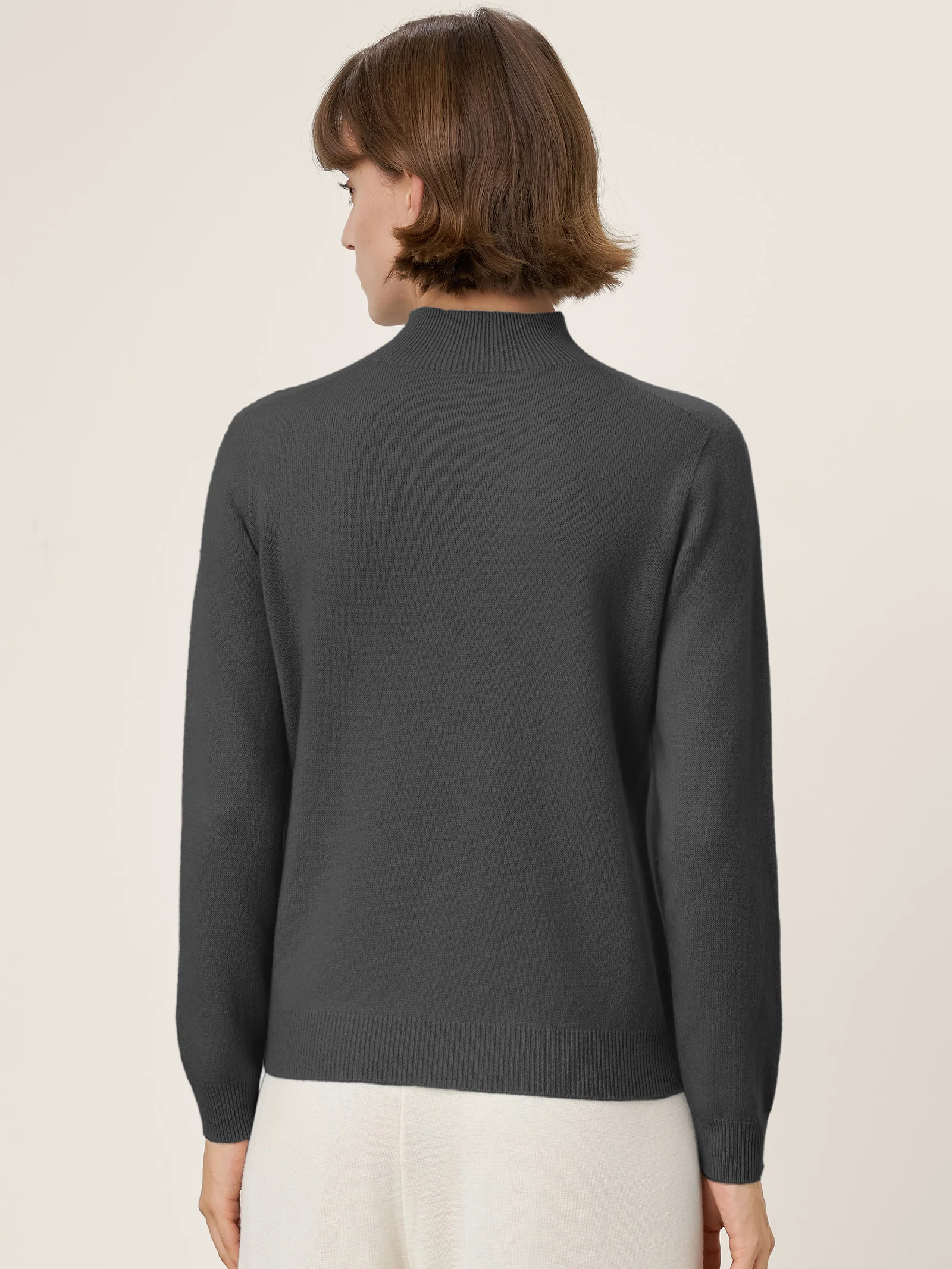 Premium Cashmere Blend Hand-Finished Seamless Mock Neck Ribbed Sweater RHEA - Image 21