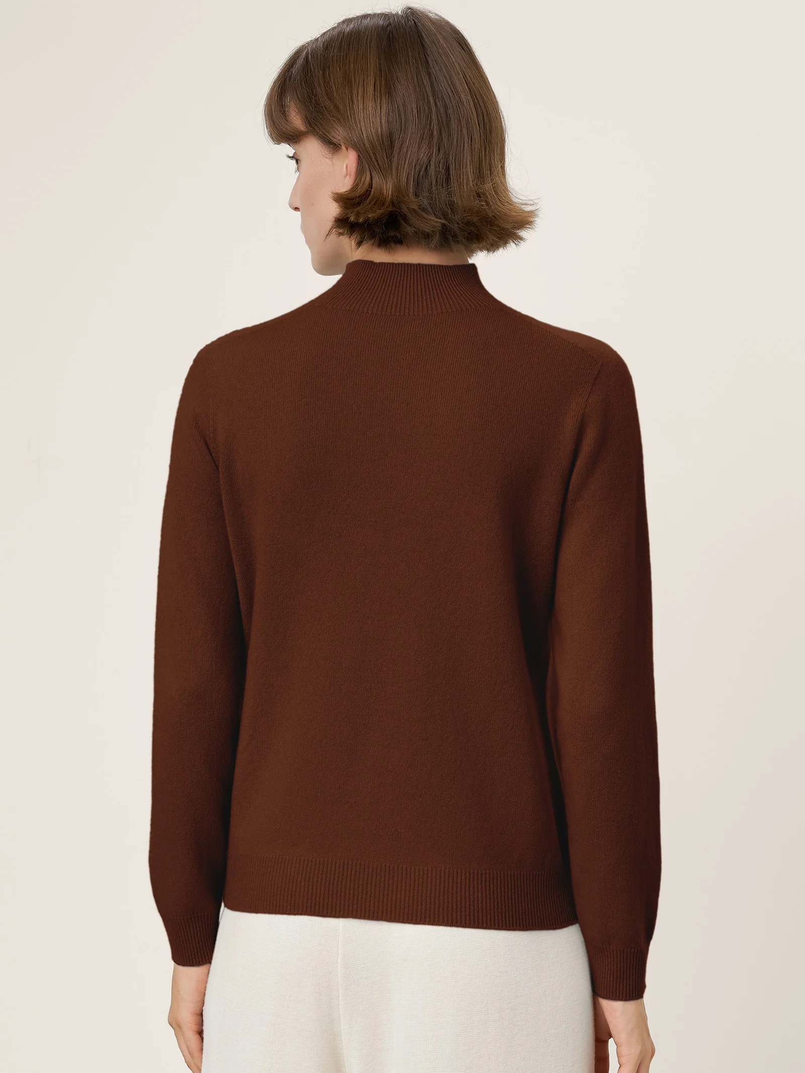 Premium Cashmere Blend Hand-Finished Seamless Mock Neck Ribbed Sweater RHEA - Image 23