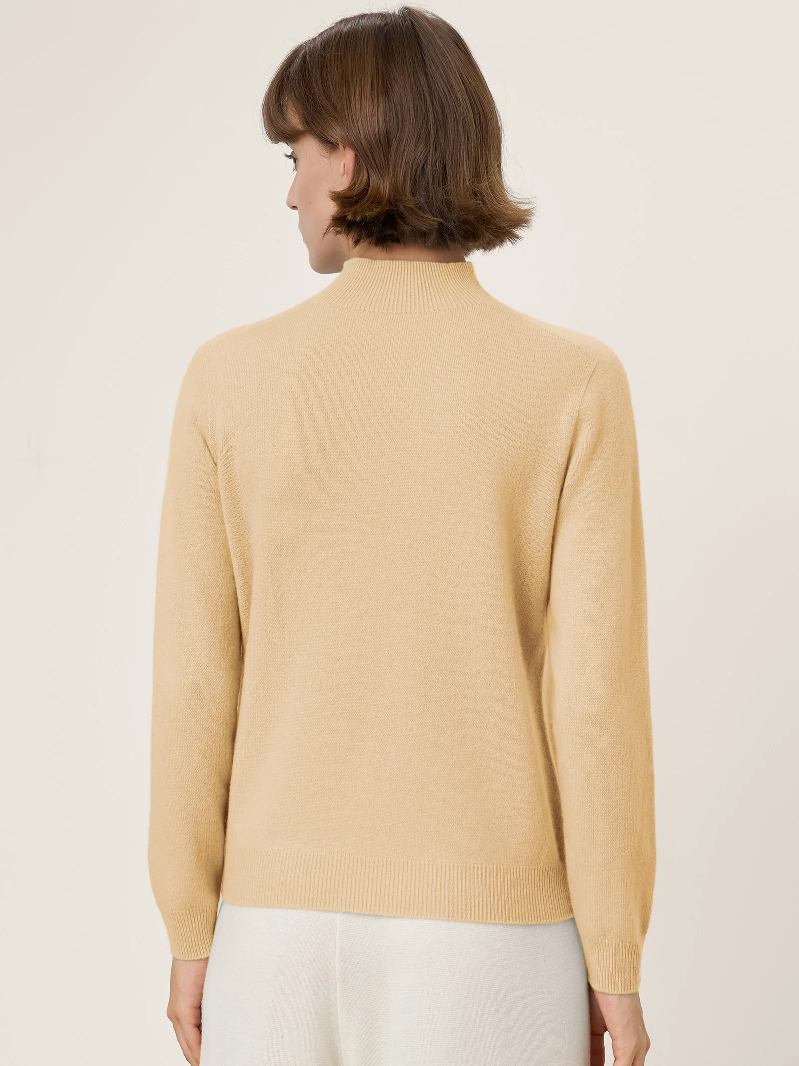 Premium Cashmere Blend Hand-Finished Seamless Mock Neck Ribbed Sweater RHEA - Image 25