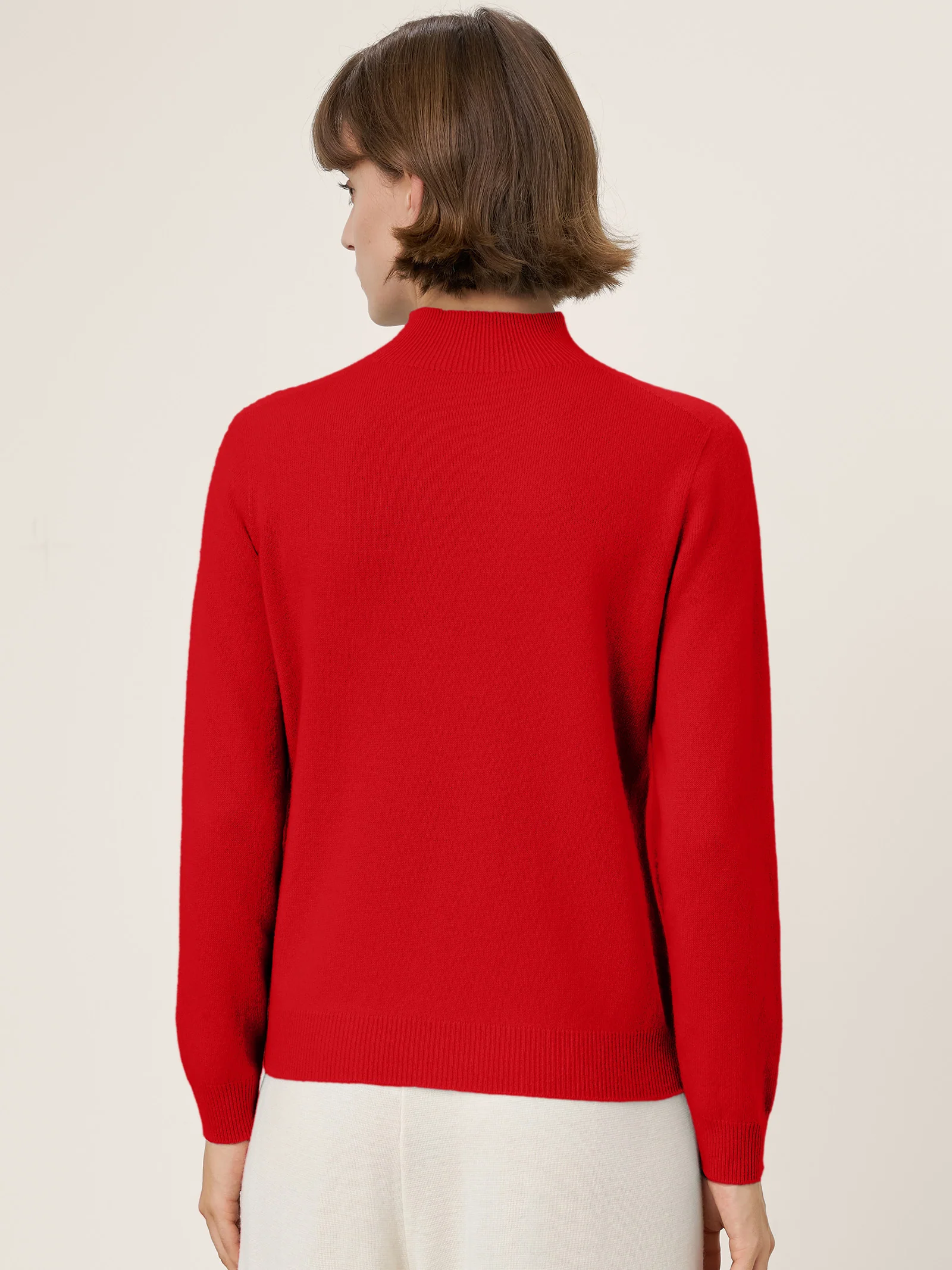 Premium Cashmere Blend Hand-Finished Seamless Mock Neck Ribbed Sweater RHEA - Image 28