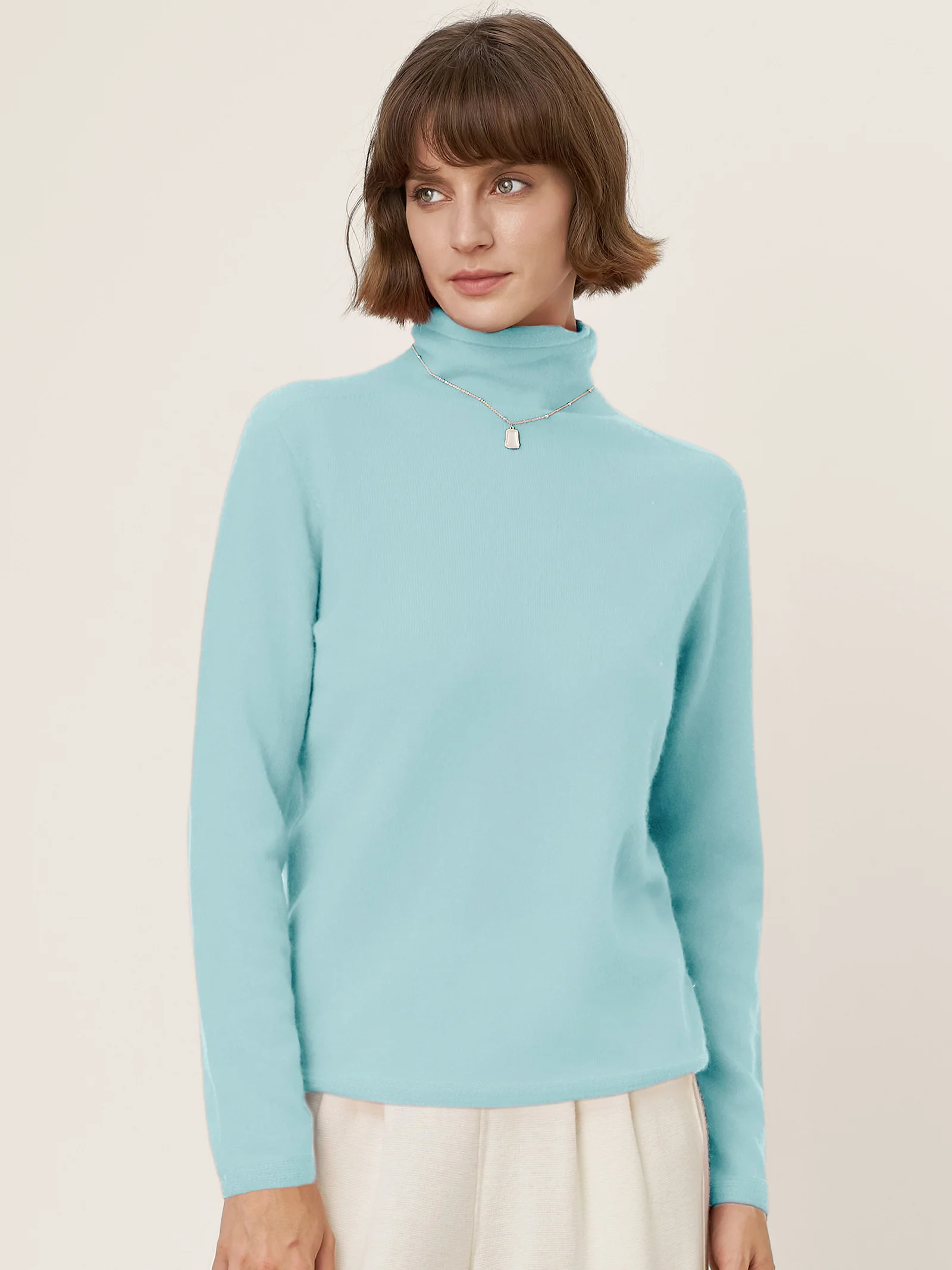 Premium Cashmere Blend Hand-Finished Seamless Turtleneck Knit Top TOVE - Image 24