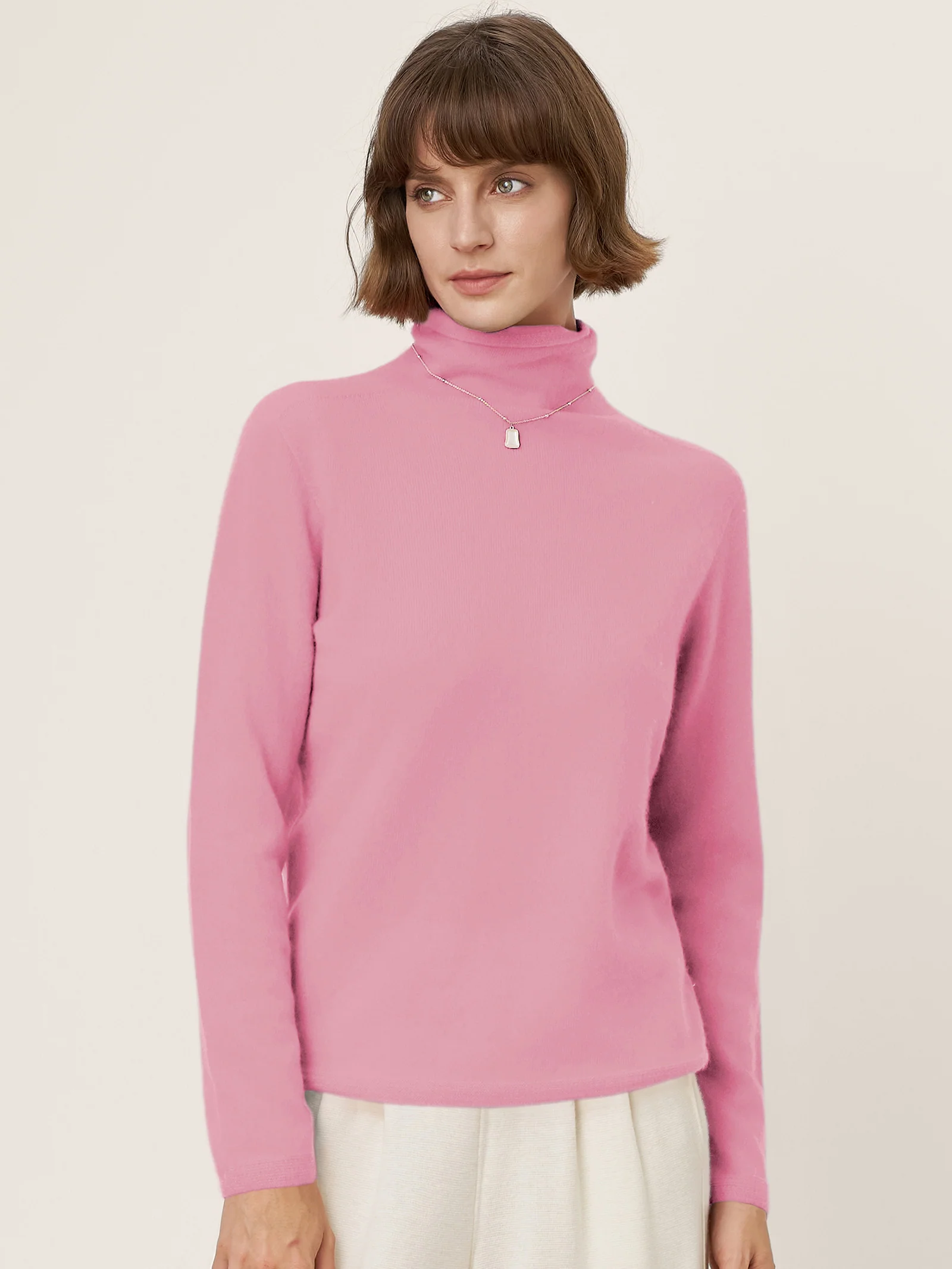 Premium Cashmere Blend Hand-Finished Seamless Turtleneck Knit Top TOVE - Image 26