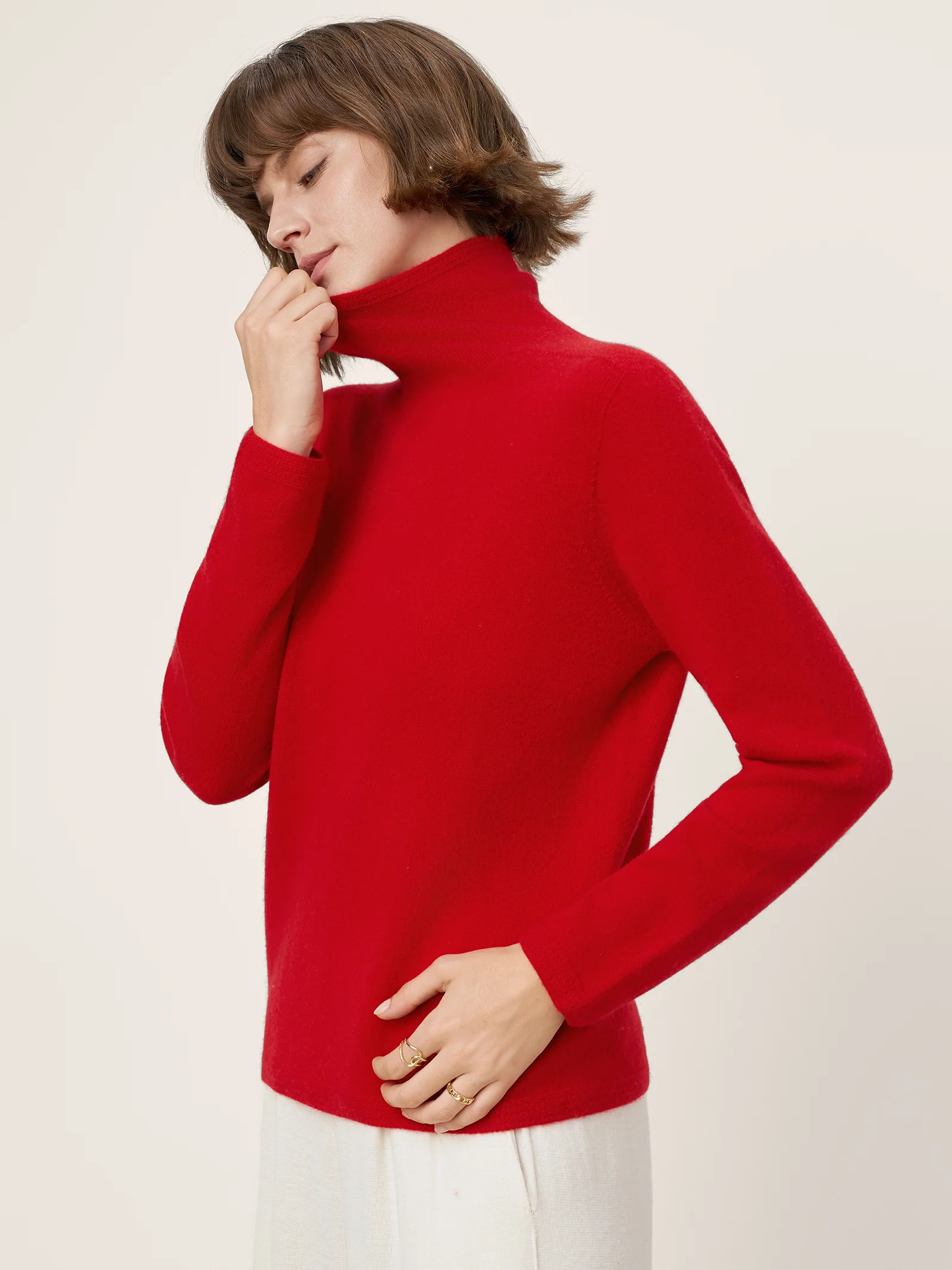 Premium Cashmere Blend Hand-Finished Seamless Turtleneck Knit Top TOVE - Image 4