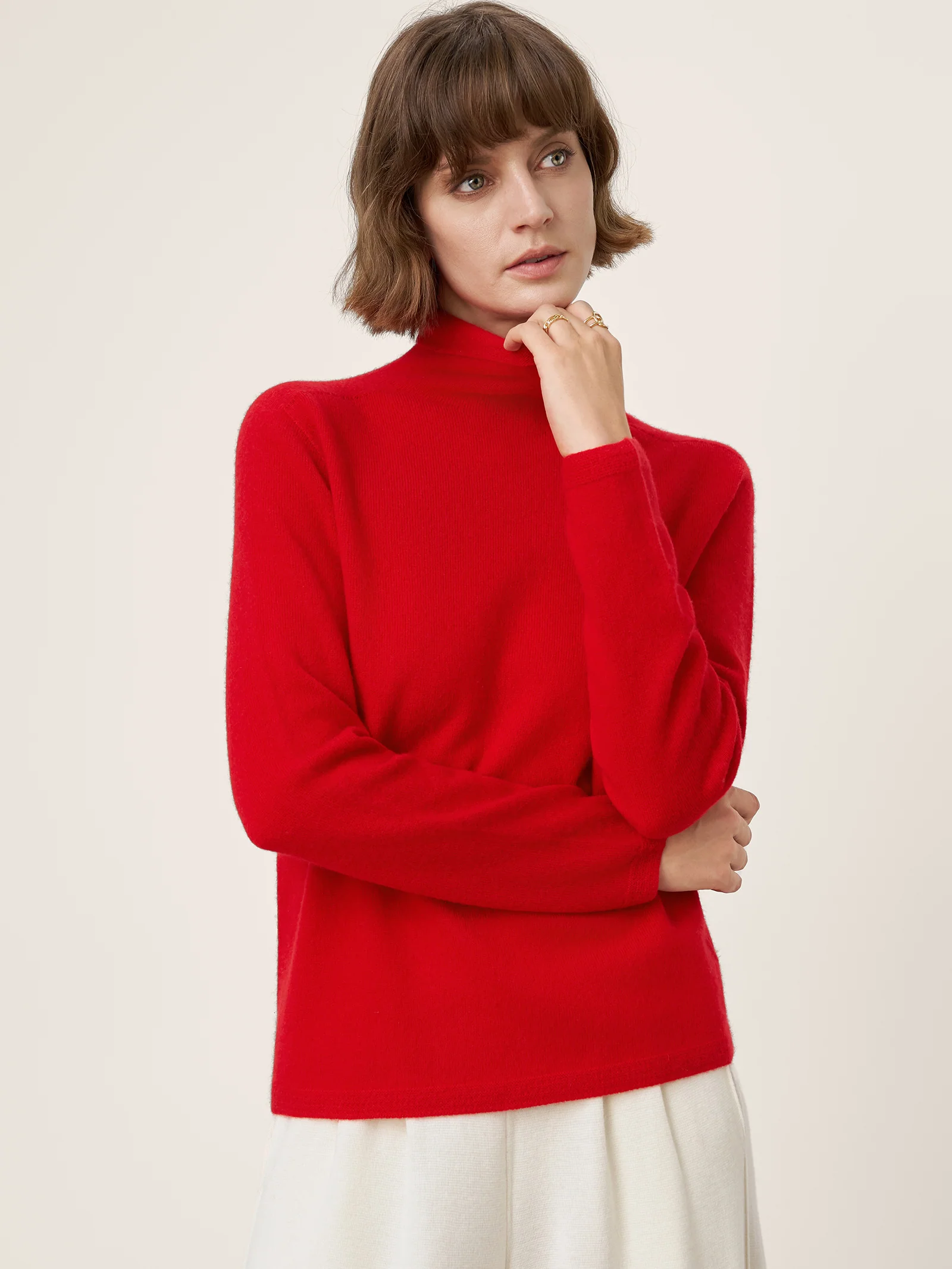 Premium Cashmere Blend Hand-Finished Seamless Turtleneck Knit Top TOVE - Image 5
