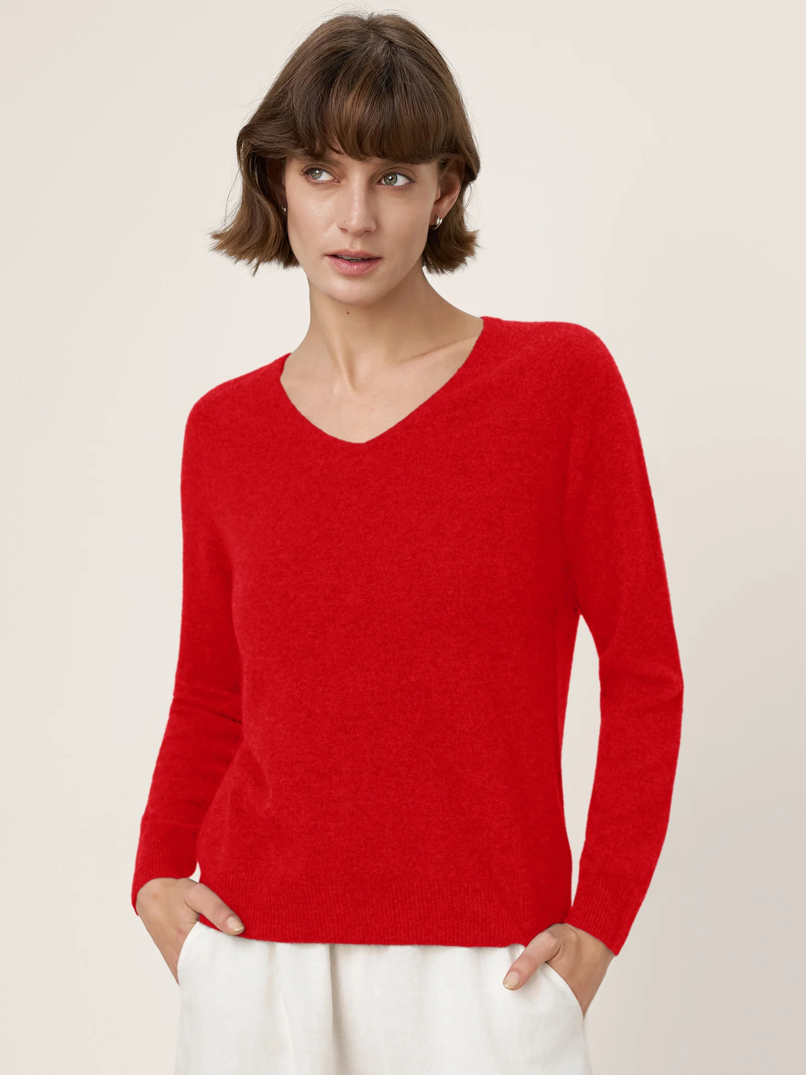 Premium Cashmere Blend Hand-Finished Seamless V-Neck Sweater SURI - Image 9
