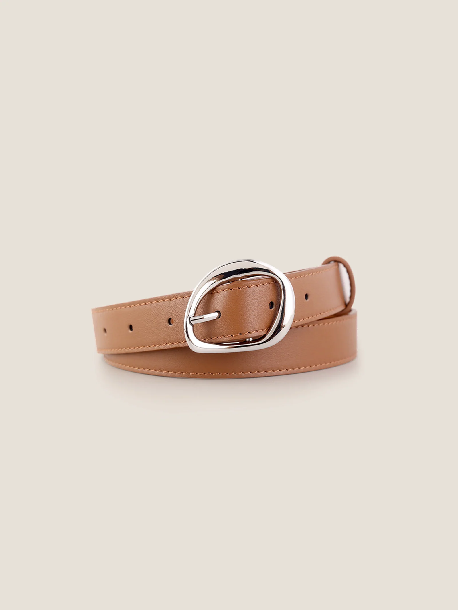 Premium Cowhide Belt With Retro Oval Alloy Buckle - Image 3