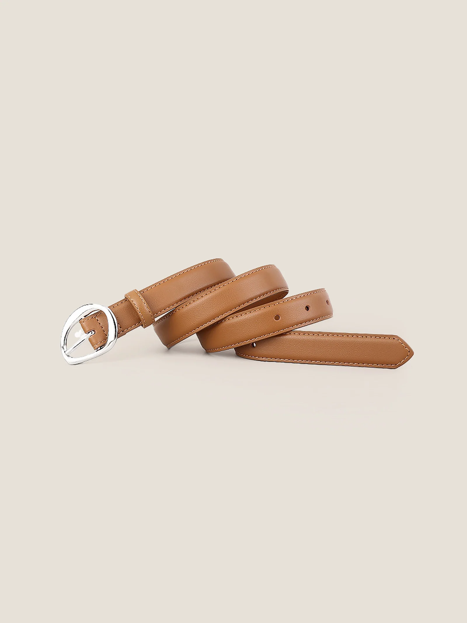 Premium Cowhide Belt With Retro Oval Alloy Buckle - Image 4