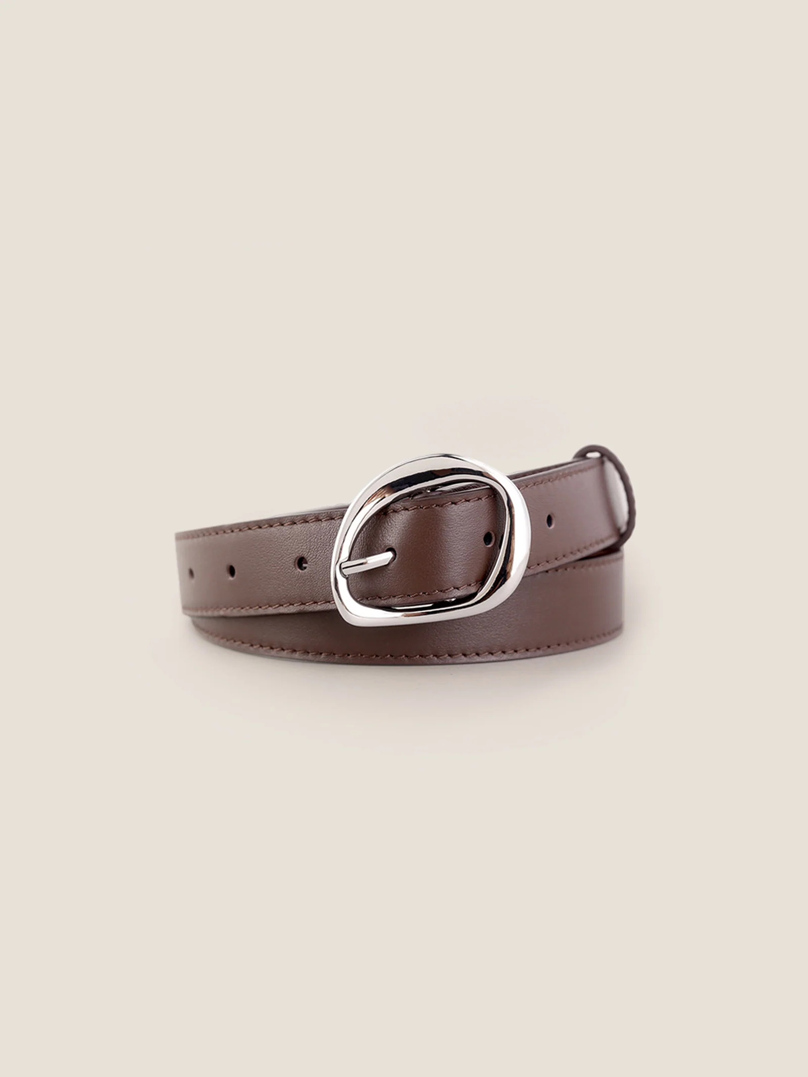 Premium Cowhide Belt With Retro Oval Alloy Buckle - Image 5