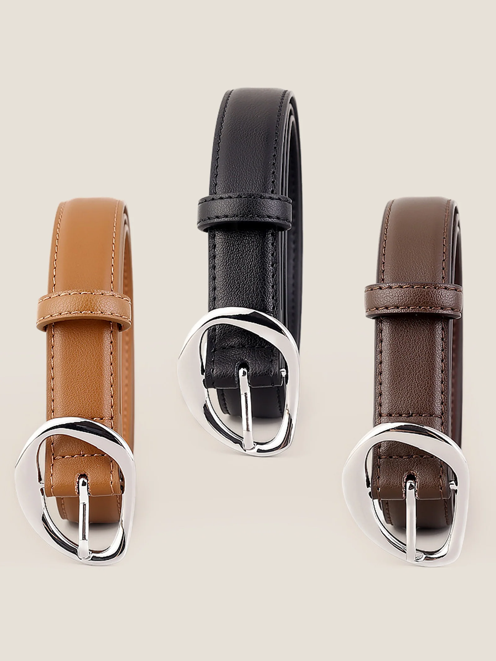 Premium Cowhide Belt With Retro Oval Alloy Buckle - Image 7