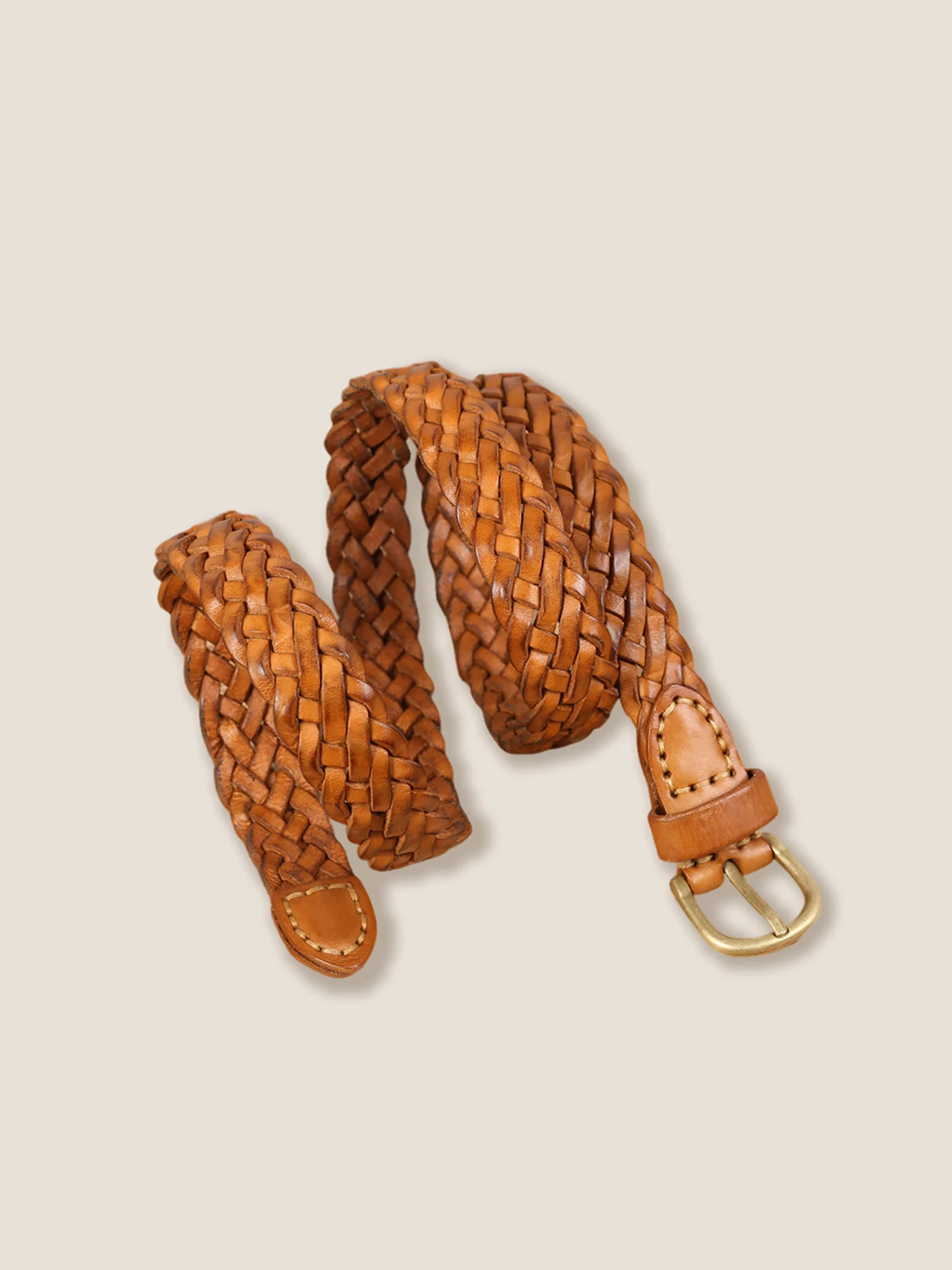 Premium Cowhide Retro Hand-Woven Belt With Alloy Buckle - Image 3