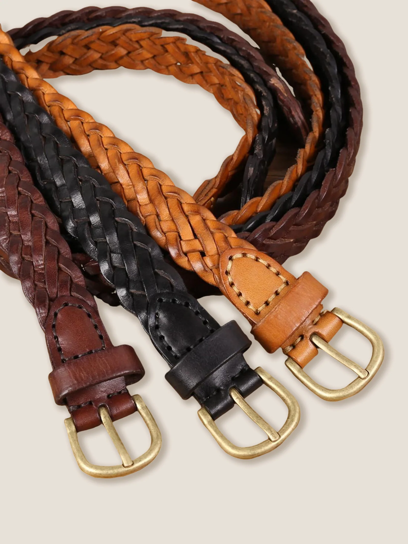 Premium Cowhide Retro Hand-Woven Belt With Alloy Buckle - Image 8