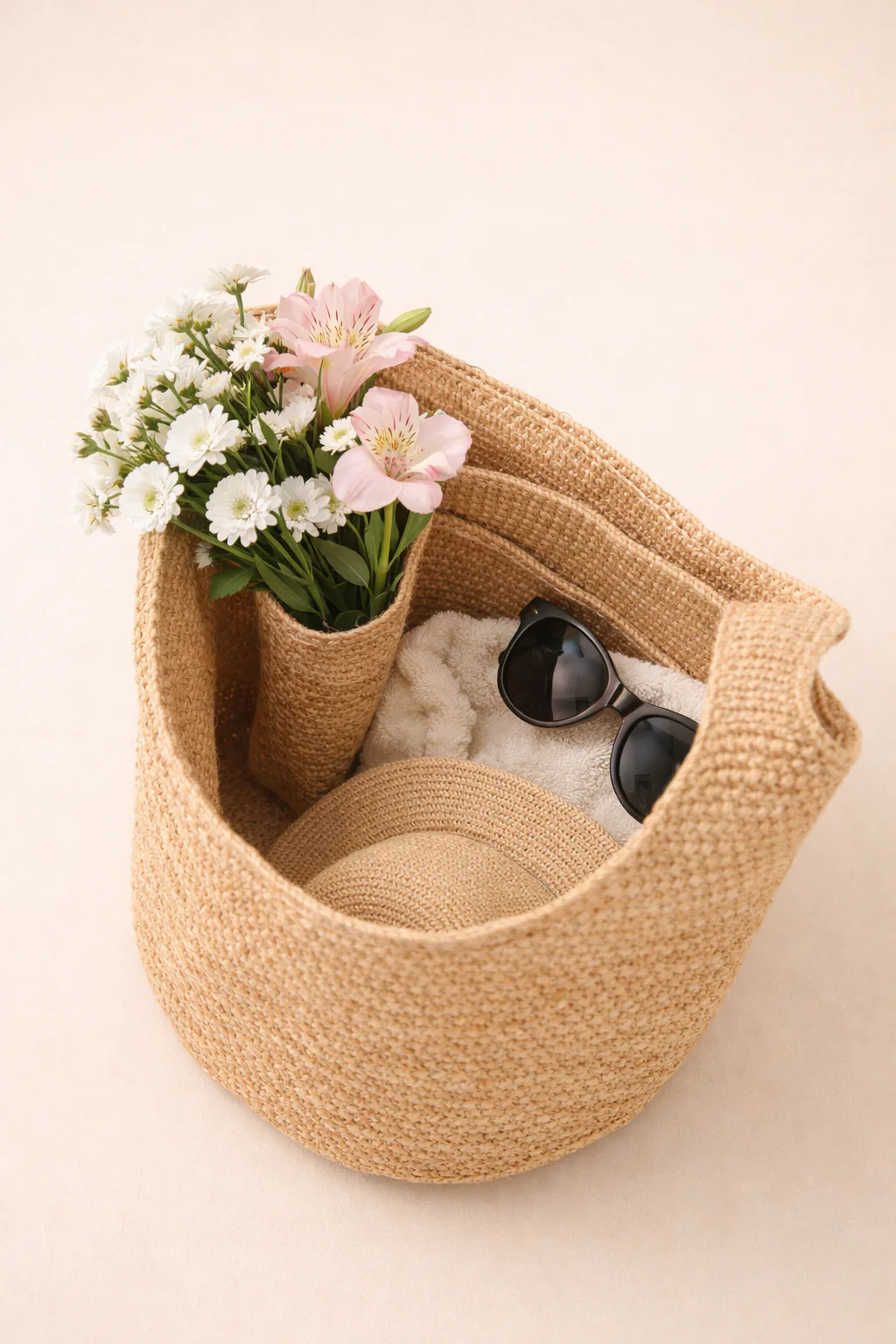 Raffia Straw Bucket Bag Handwoven Structured Shoulder Beach Vacation Bag - Image 2