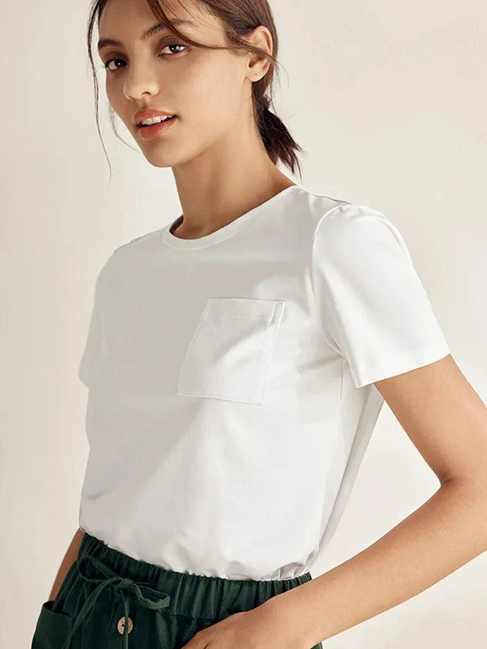 Stretch-Knit Bamboo Classic Basic Tee BELLE - Image 3