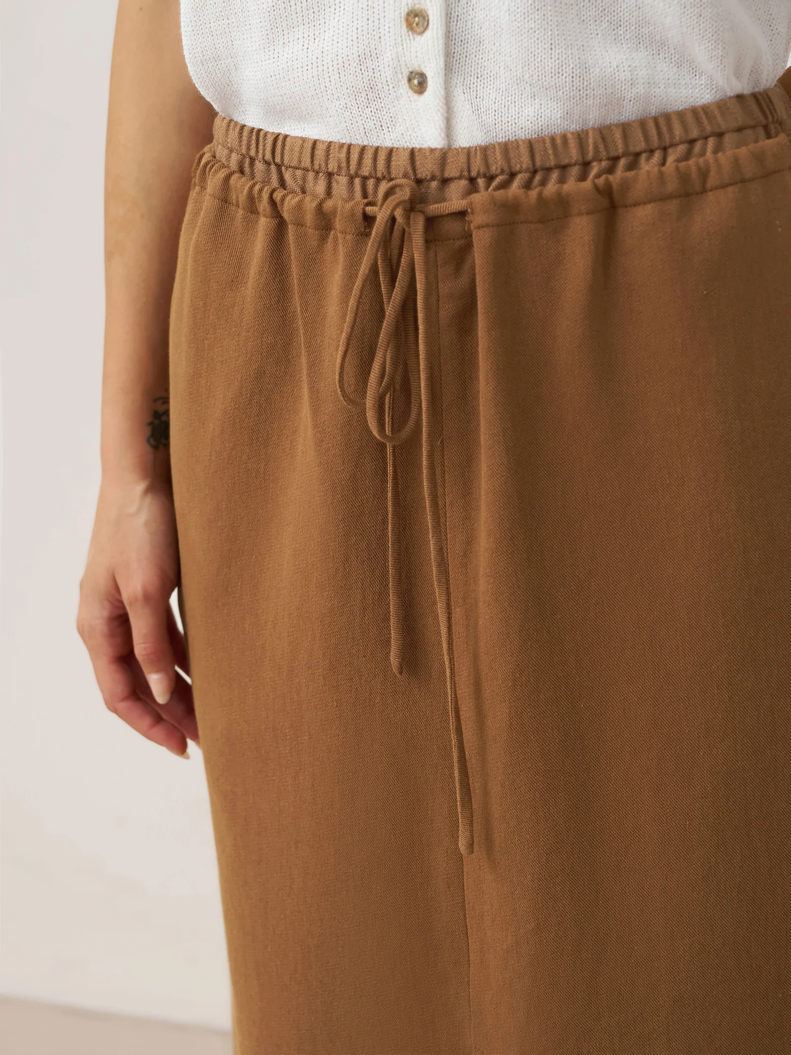 Lyocell Linen Drawstring Split Maxi Skirt SAMANTHA - Image 7