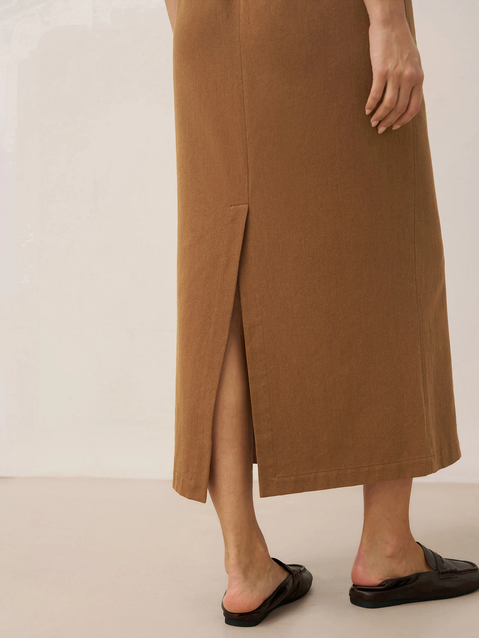 Lyocell Linen Drawstring Split Maxi Skirt SAMANTHA - Image 9