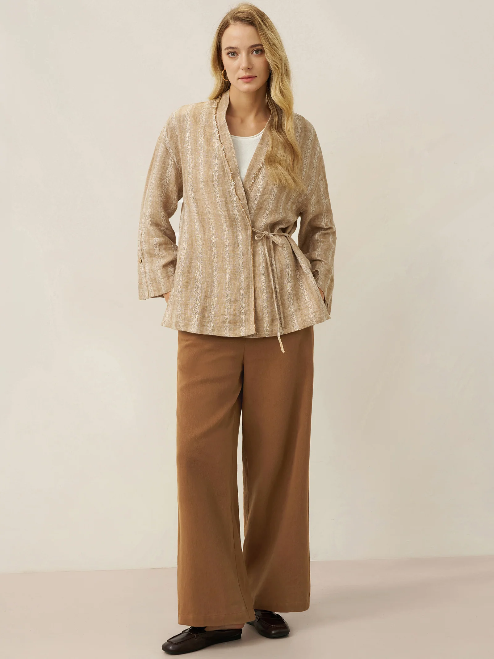 Lyocell Linen Drawstring Straight Leg Pants RACHEL - Image 10