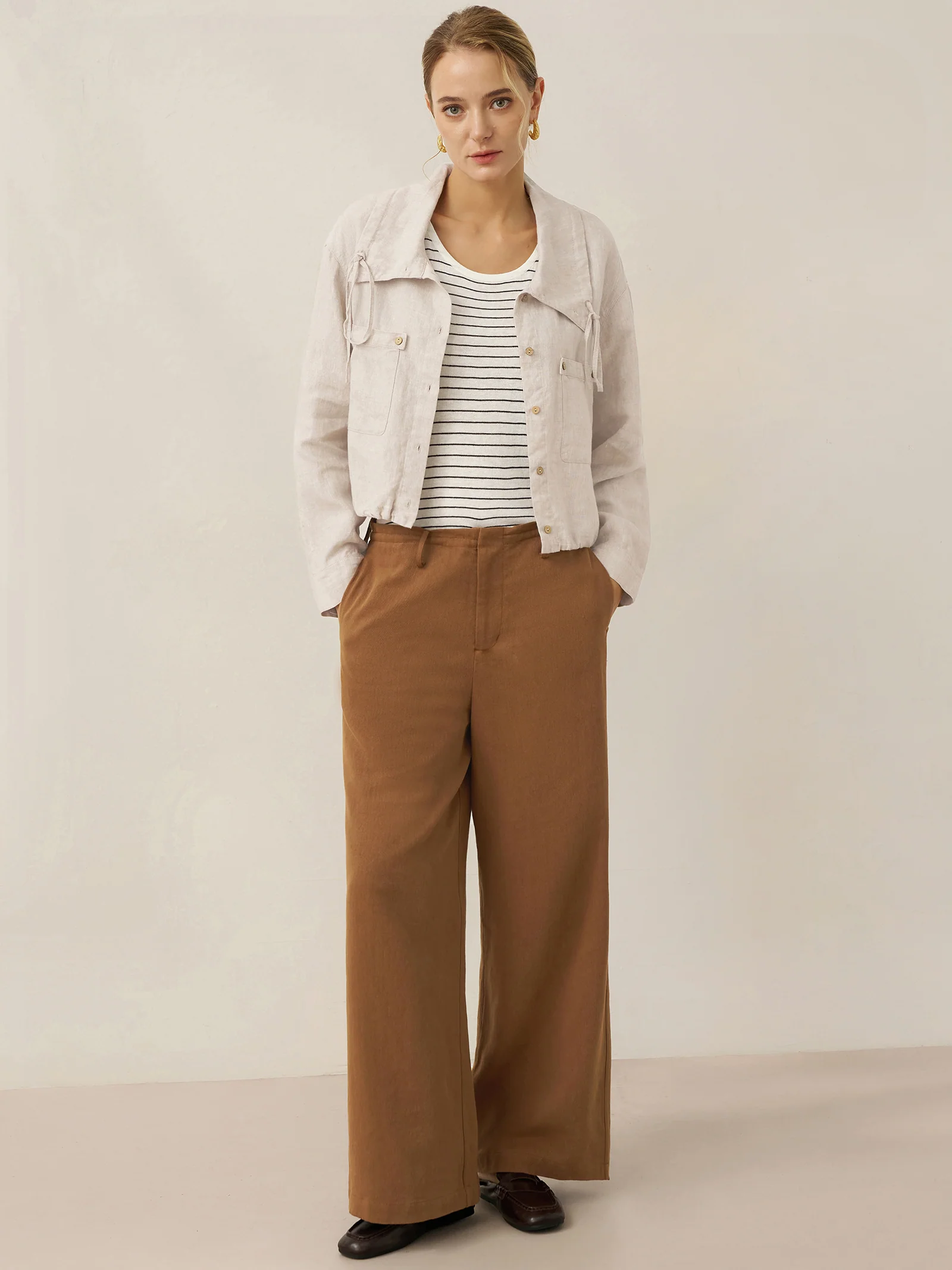 Lyocell Linen Drawstring Straight Leg Pants RACHEL - Image 11