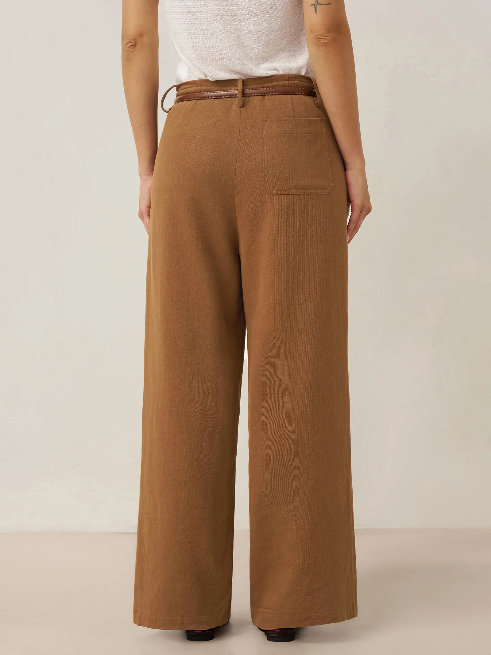 Lyocell Linen Drawstring Straight Leg Pants RACHEL - Image 3