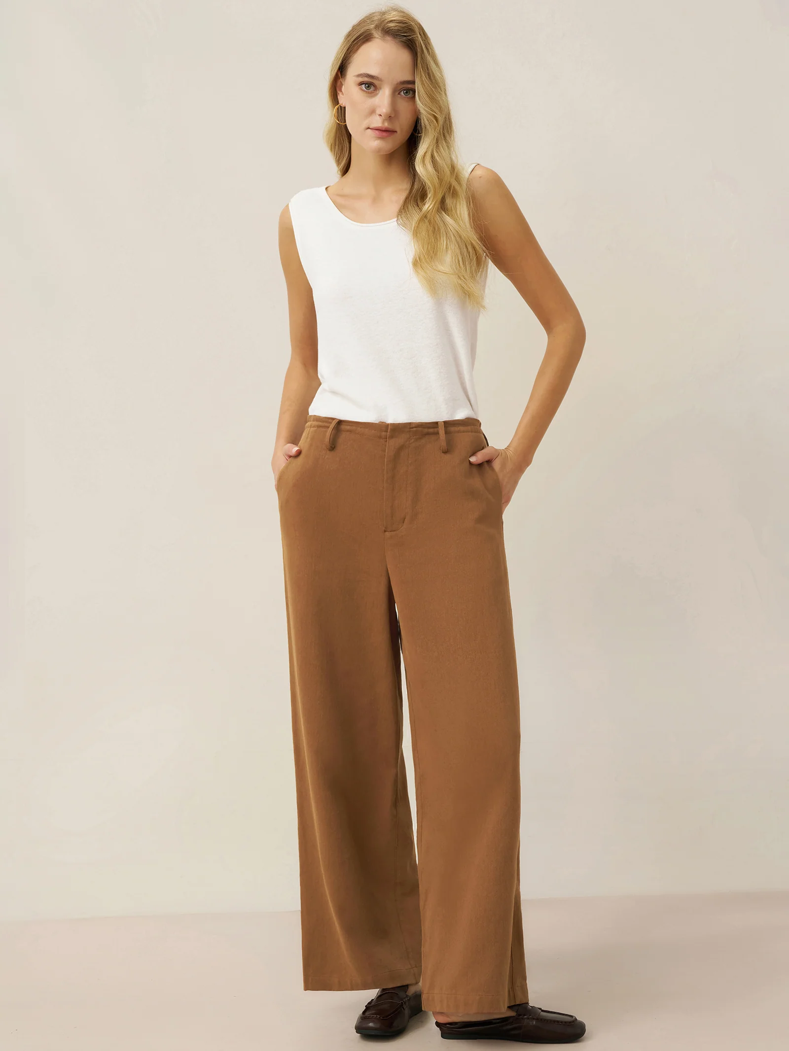 Lyocell Linen Drawstring Straight Leg Pants RACHEL - Image 6
