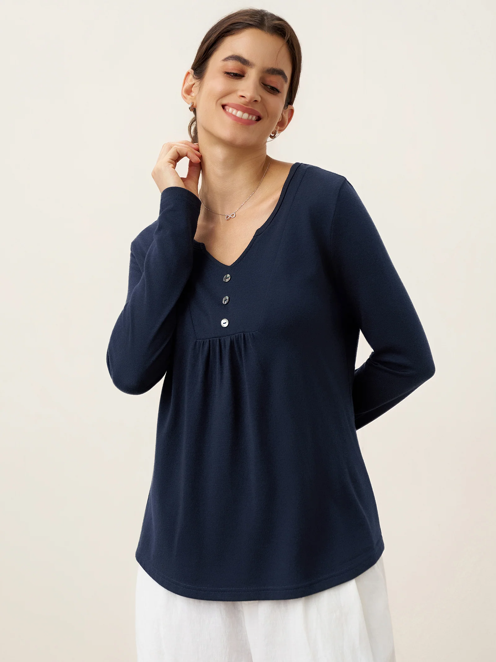 Bamboo Viscose Textured Pleated Shell Accent Stretch Top ZINNIA - Image 4