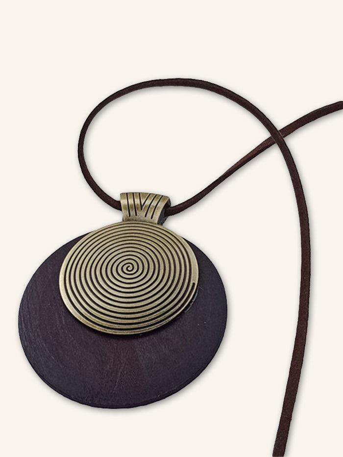 Vintage Wooden Rings Long Necklace - Image 3