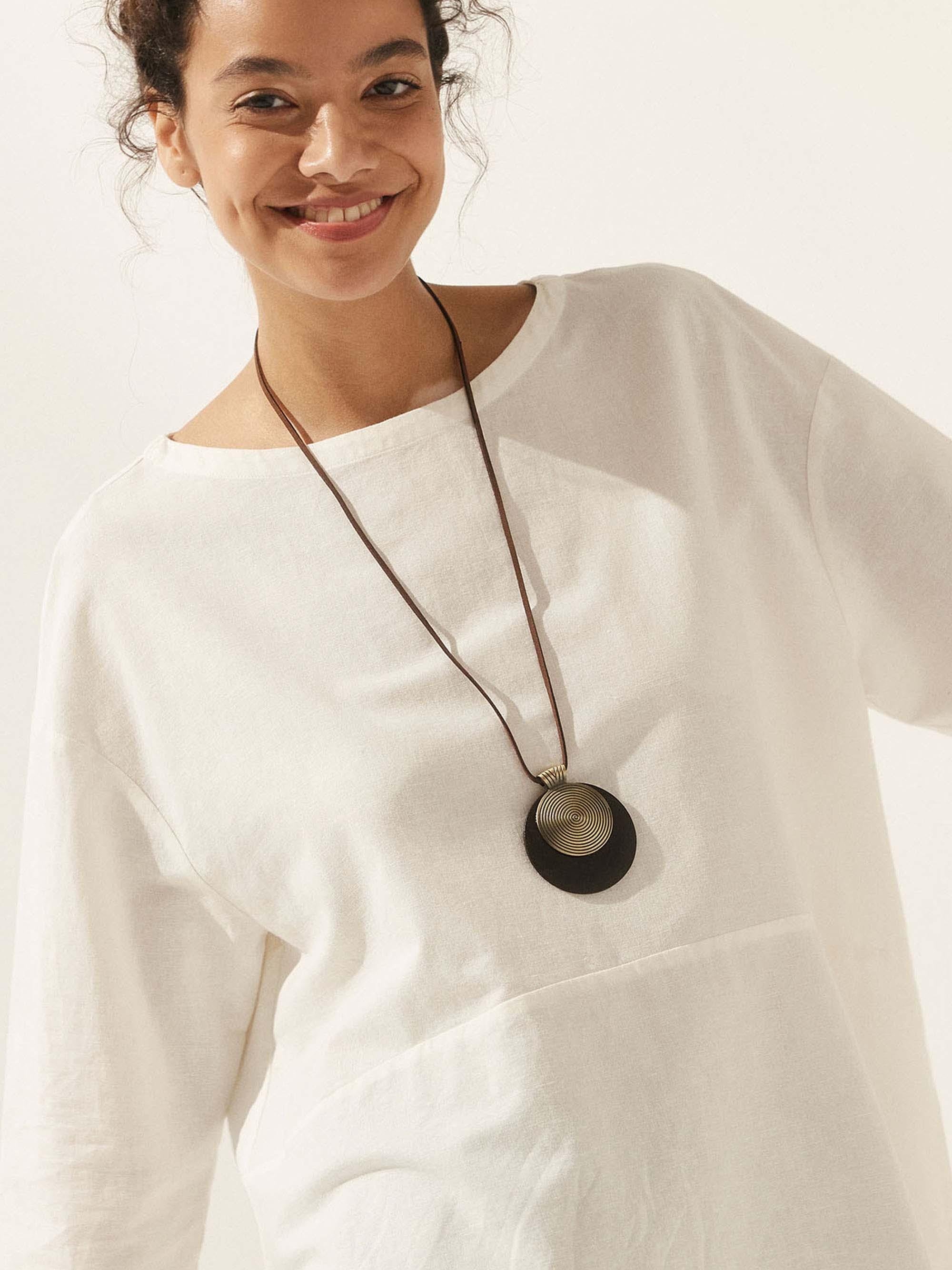 Vintage Wooden Rings Long Necklace - Image 4