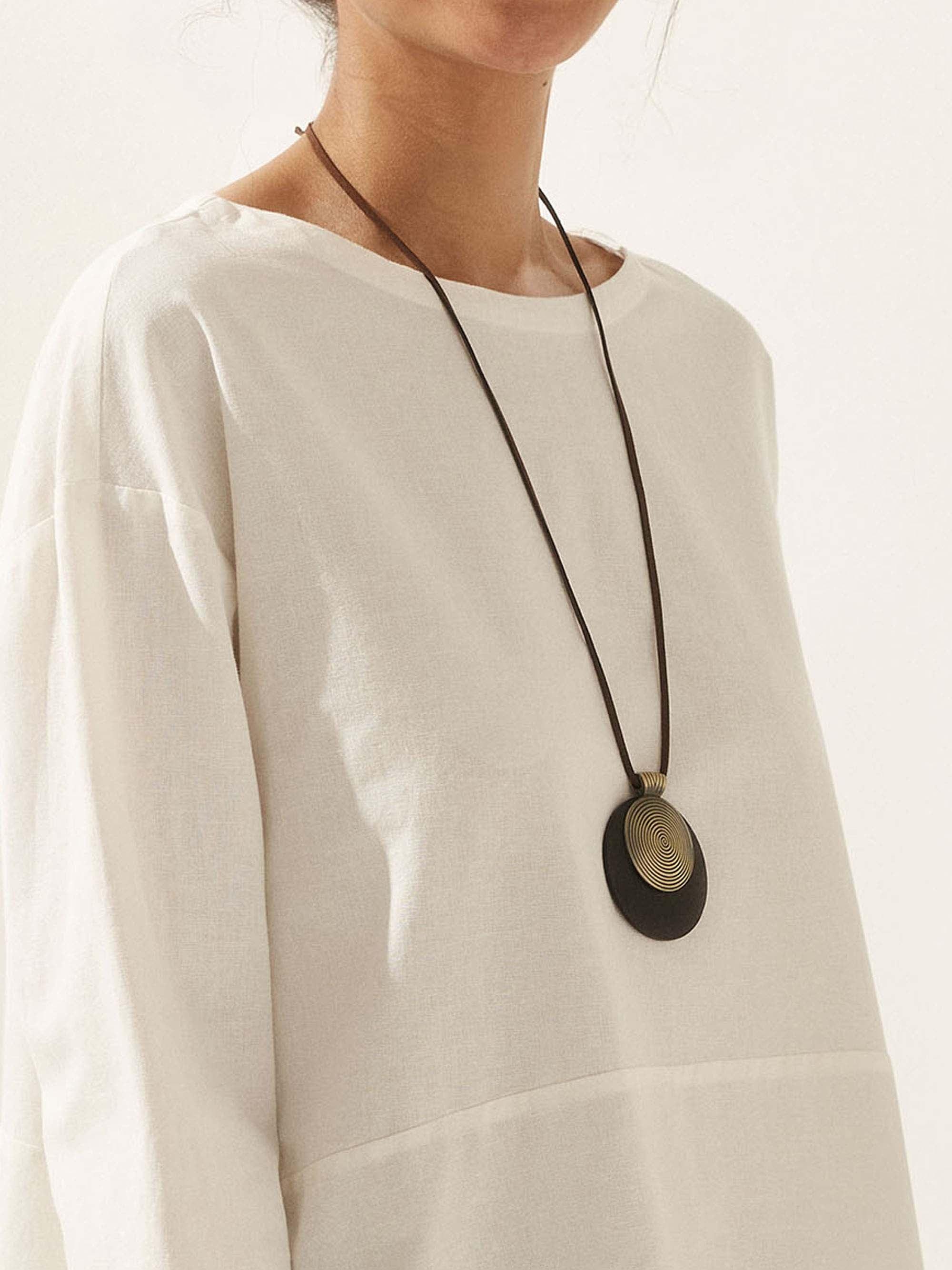 Vintage Wooden Rings Long Necklace - Image 6