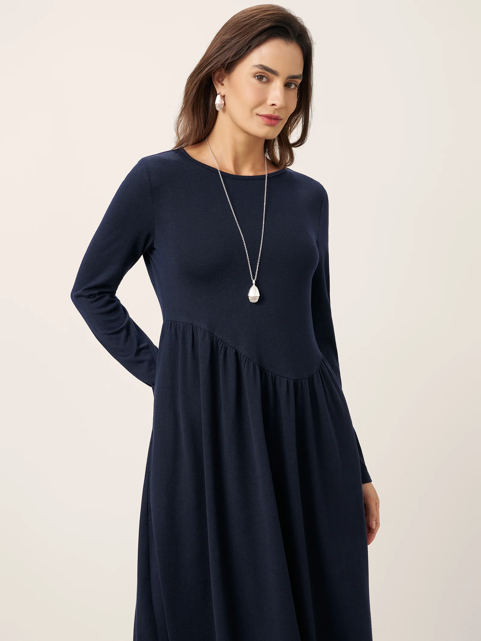 Wool Asymmetric Curved-Cut Maxi Dress CALLIE - Image 6