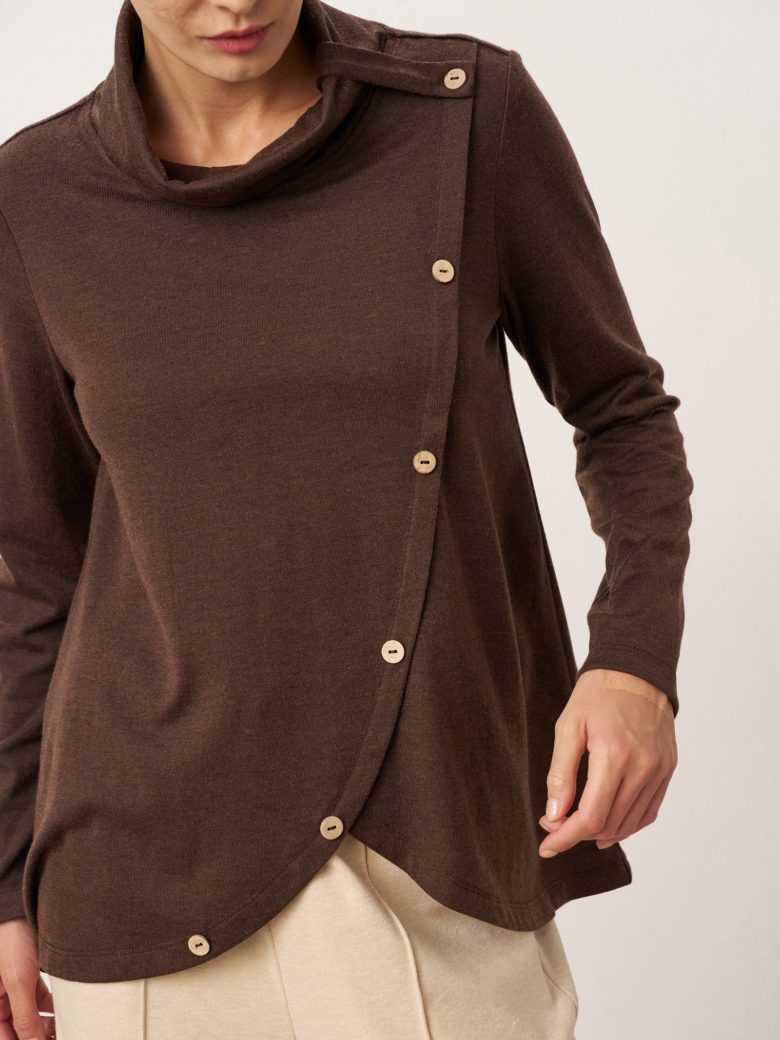 Wool Asymmetric Hem Long Sleeve Top CHARITY - Image 7