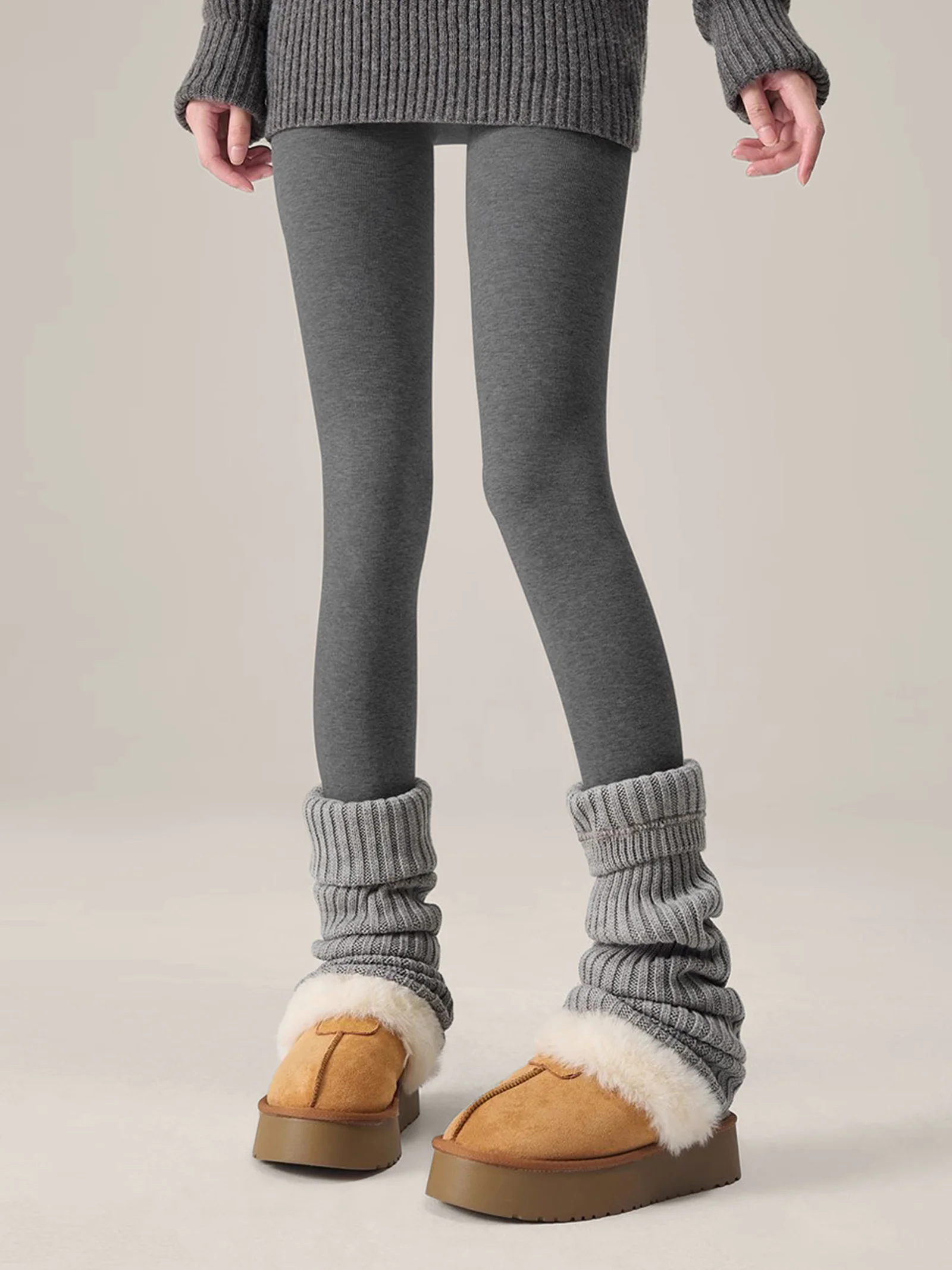 Wool Blend Lightweight Slimming Footed Tights - Image 3