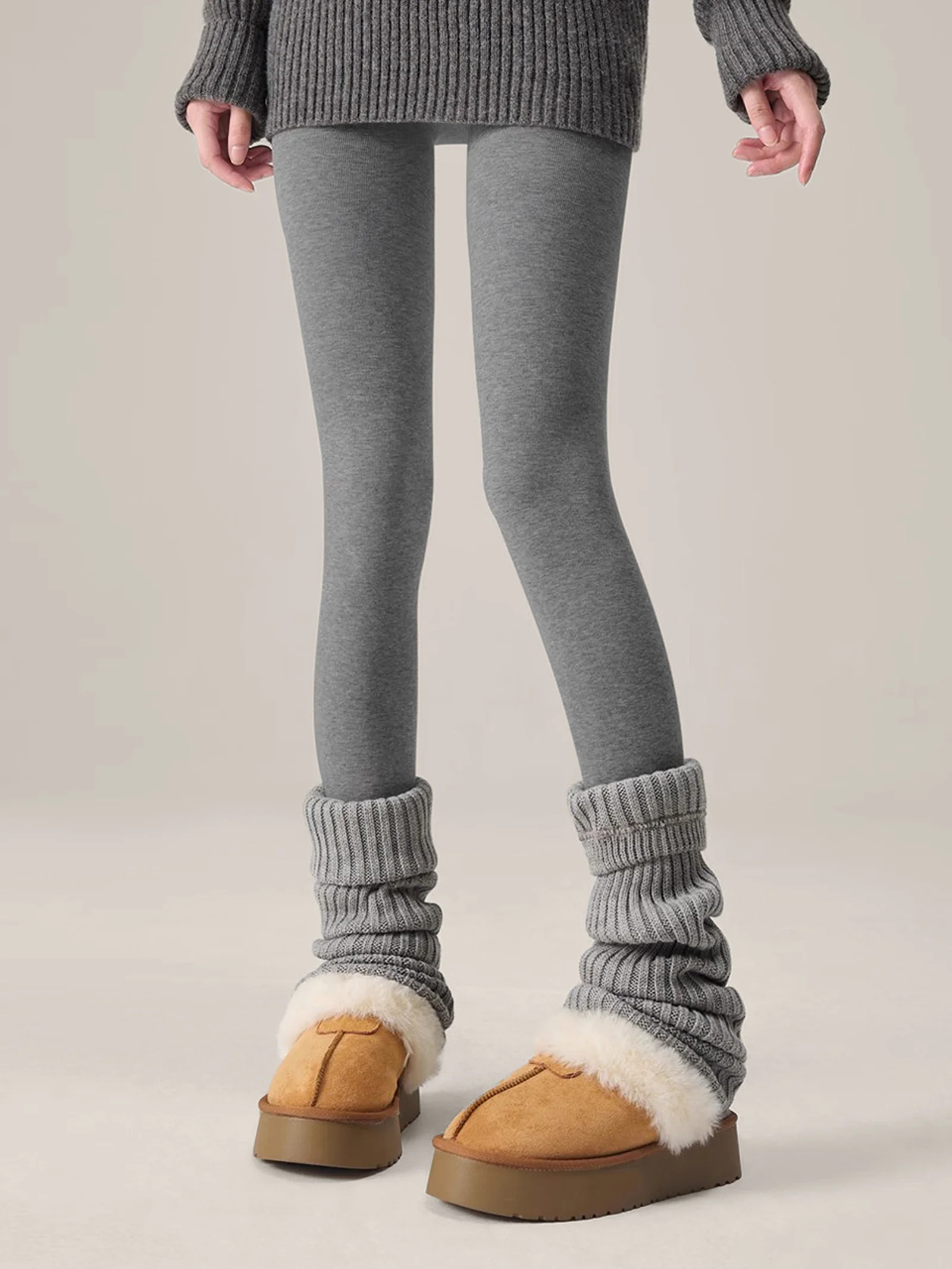 Wool Blend Lightweight Slimming Footed Tights - Image 4