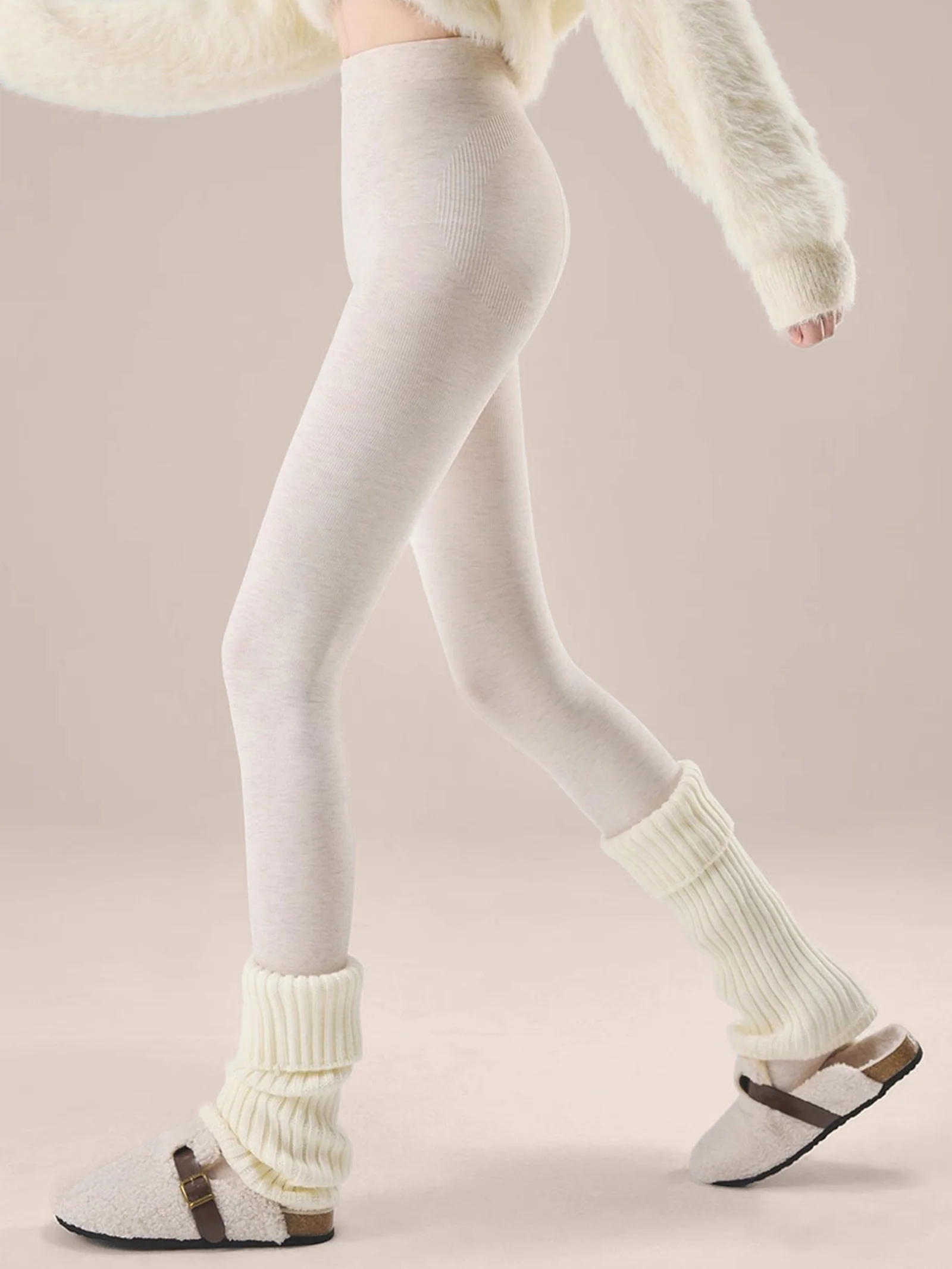 Wool Blend Lightweight Slimming Footed Tights - Image 6