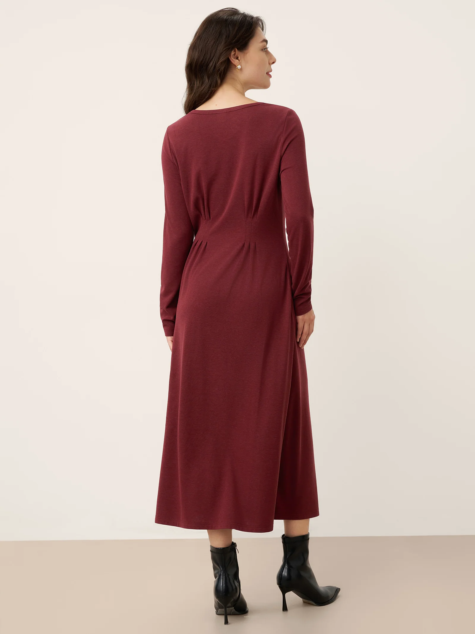 Wool Lyocell Sculpted Inverted Pleat Midi Dress DARIA - Image 2