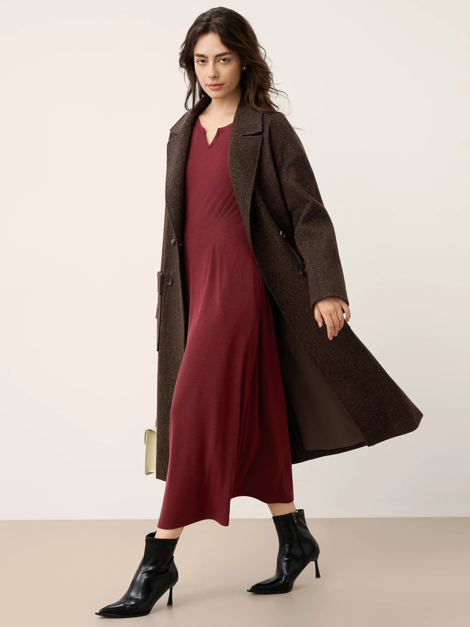 Wool Lyocell Sculpted Inverted Pleat Midi Dress DARIA - Image 5