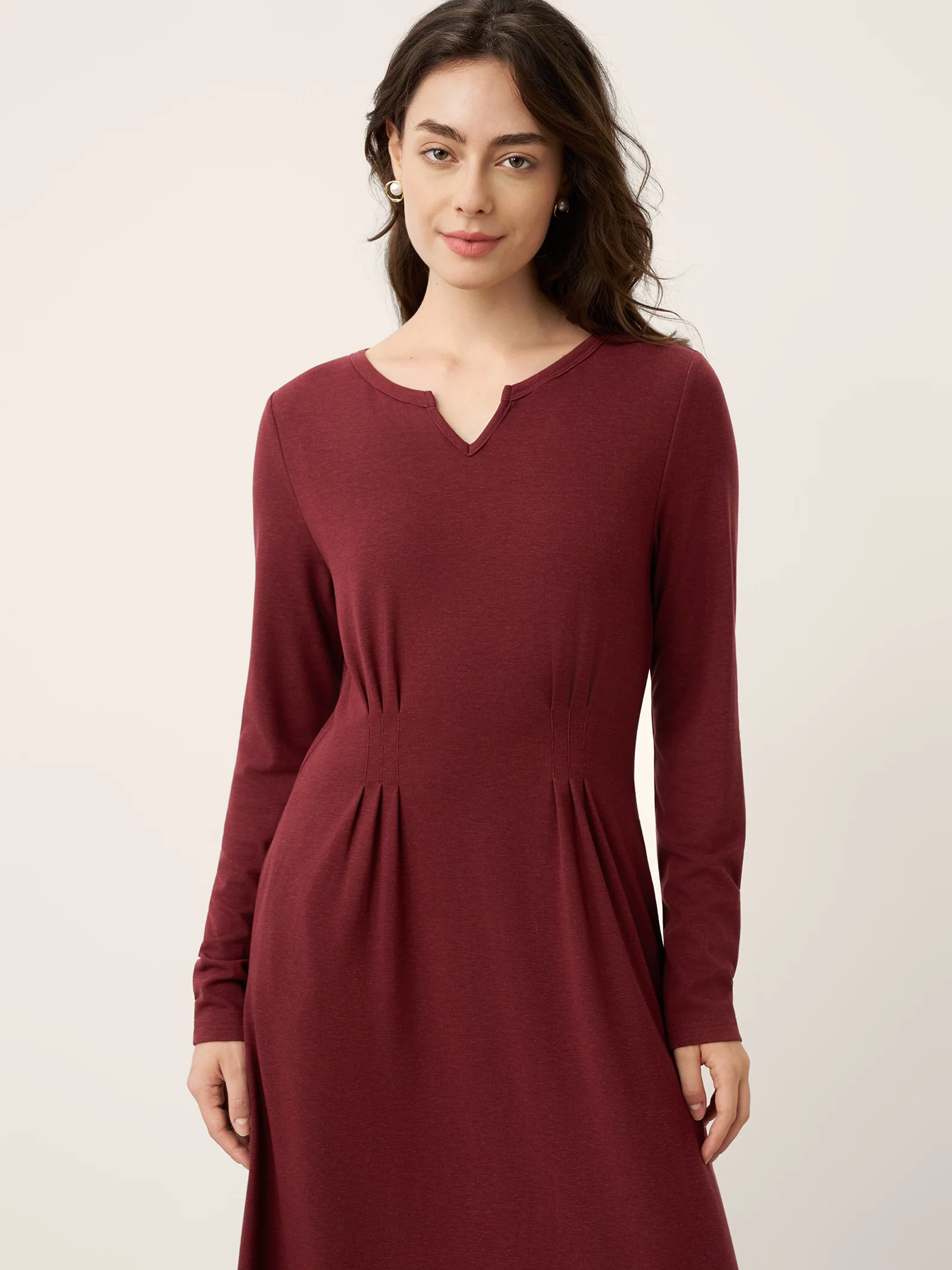 Wool Lyocell Sculpted Inverted Pleat Midi Dress DARIA - Image 6