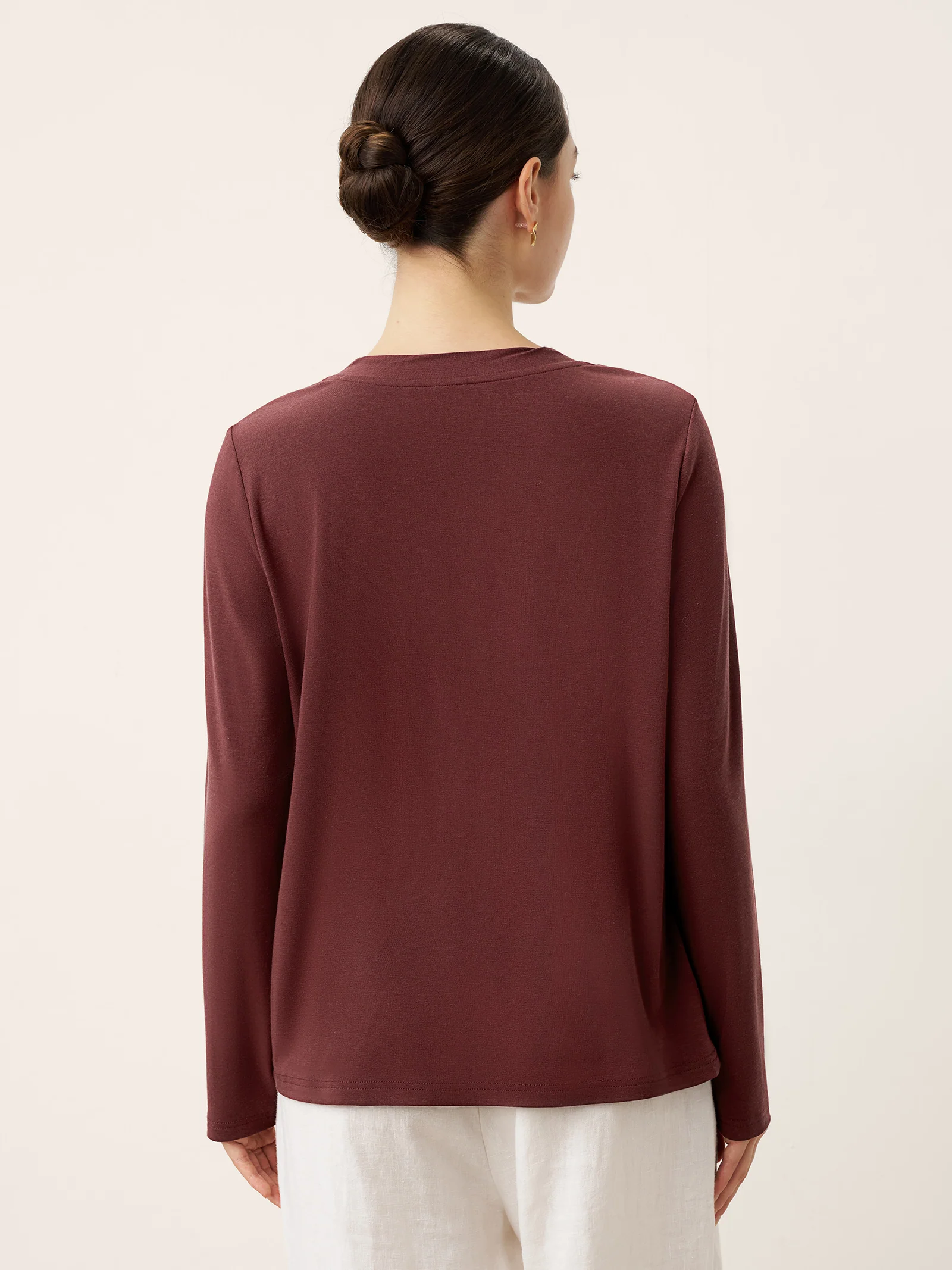 Wool Lyocell Twisted Neck Pullover Top NERISSA - Image 3